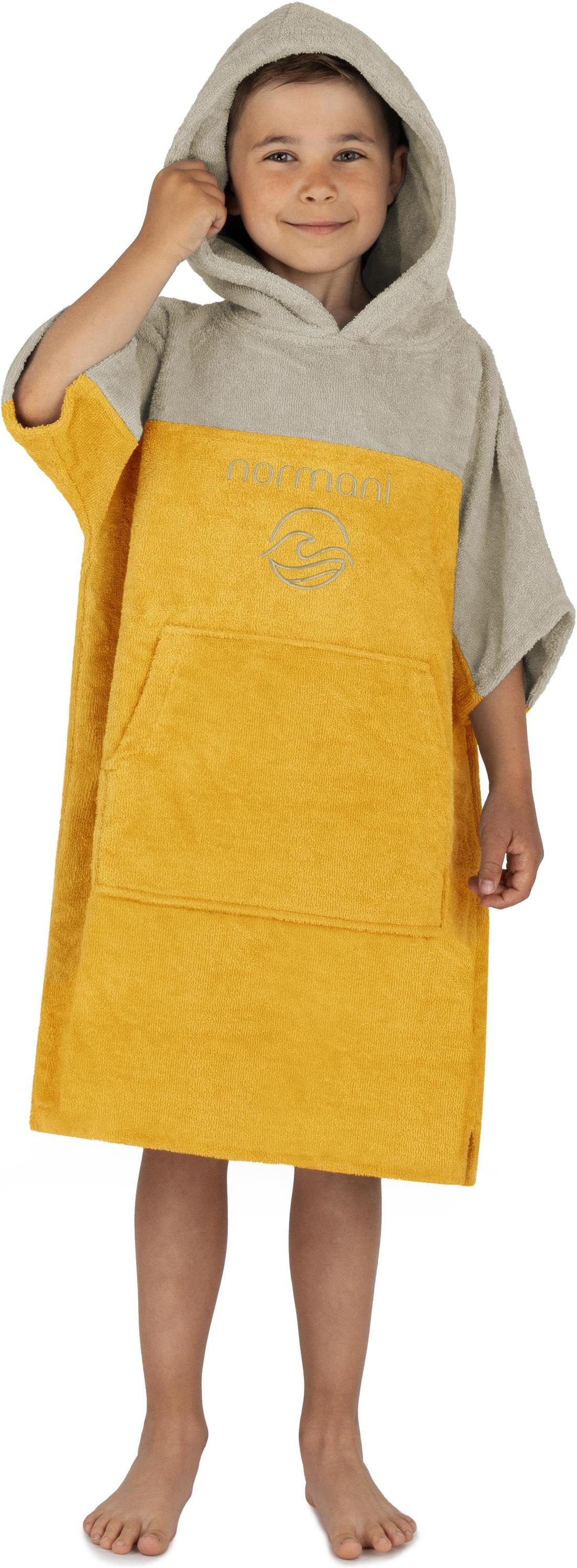 normani Badeponcho Kinder Badeponcho 6-9 Jahre Puwai, Bio-Baumwolle, Kapuze, Schlupf, Badeponcho aus 100 % Bio-Baumwolle