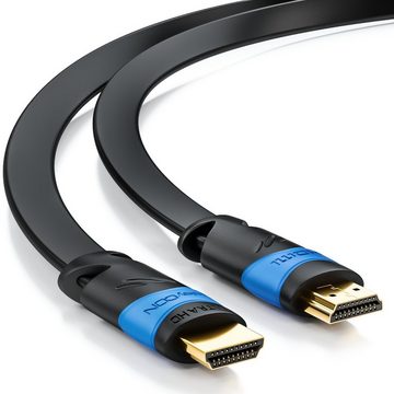 deleyCON deleyCON 2m Flaches HDMI Kabel UHD 4K HDR 3D 1080p 2160p ARC Full HD HDMI-Kabel