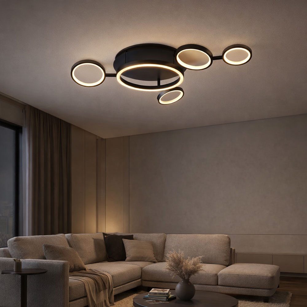 GLOBO LIGHTING LED Deckenleuchte, LED-Leuchtmittel fest verbaut, Warmweiß, Deckenlampe Strahler Leuchte drehbar LED 29 Watt Ring-Design schwarz
