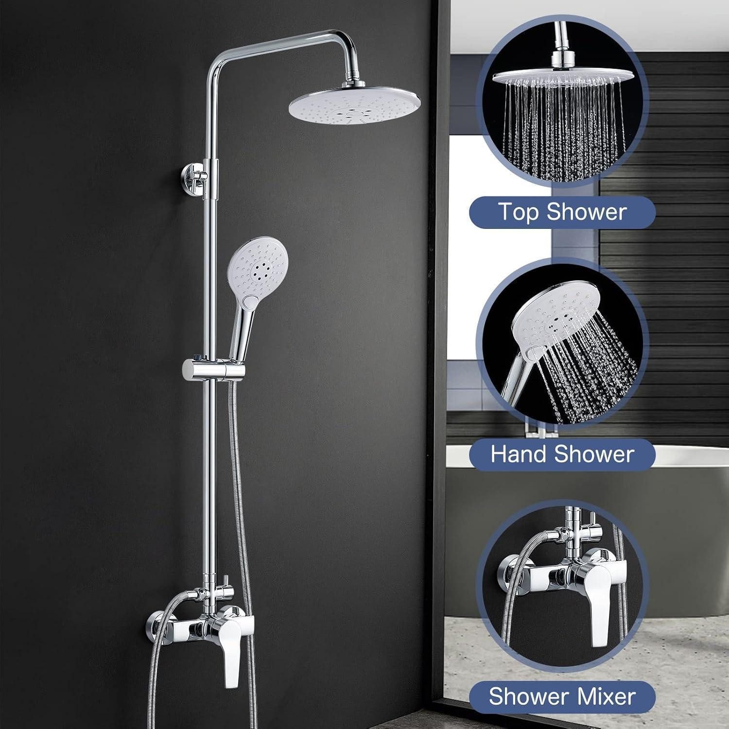 LuxusKollektion Duschsystem Duschsystem mit Einhebelmischer Regendusche 2 Strahlarten 8 Zoll