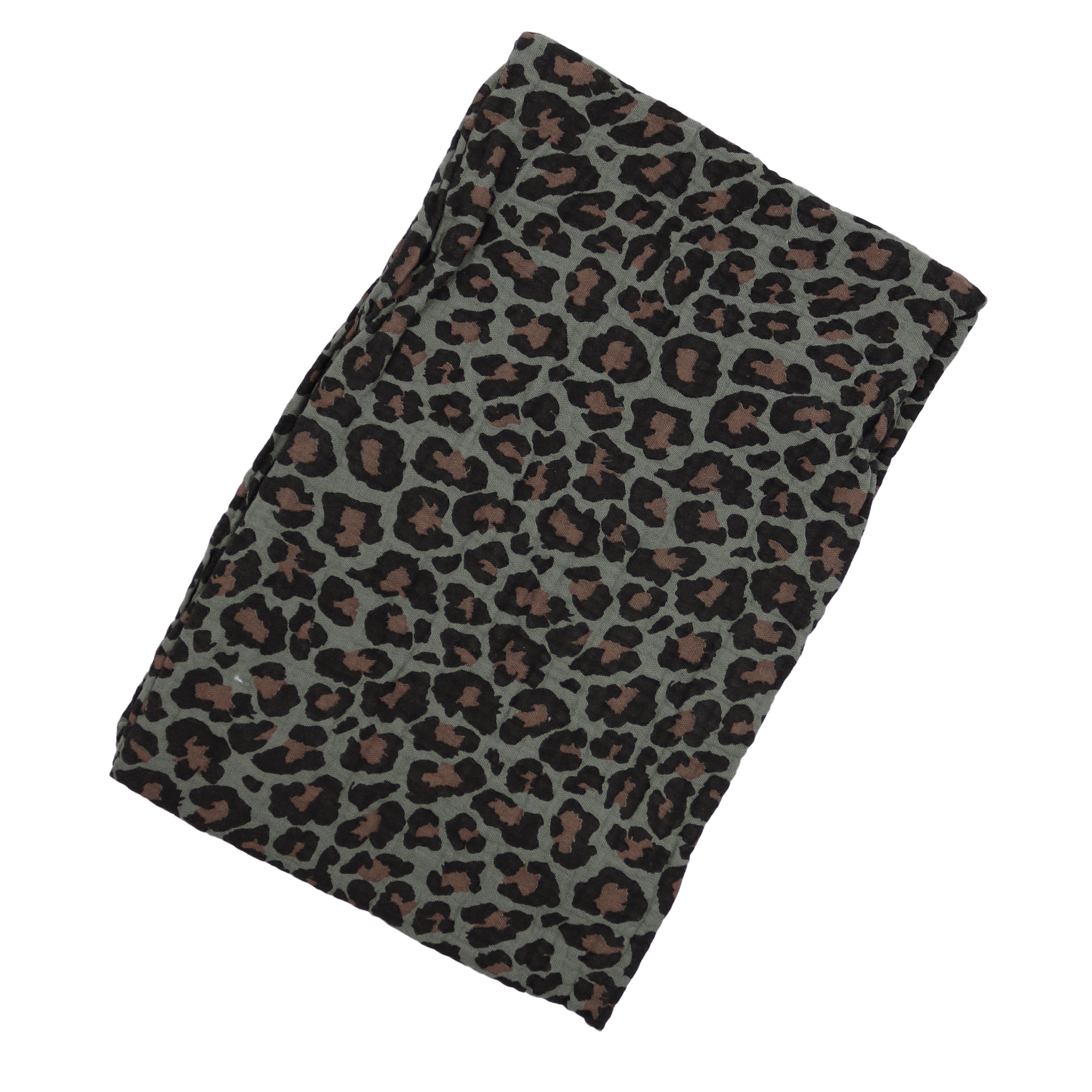 MIRROSI Loop Damen Schal aus Musellin, Made in Italy 70x20cm, Leo, Schlauchschal, (Zweimal um den Hals wickelbar, ca.70x20cm), Damen Halstuch ideal für Frühling, Sommer oder Herbst