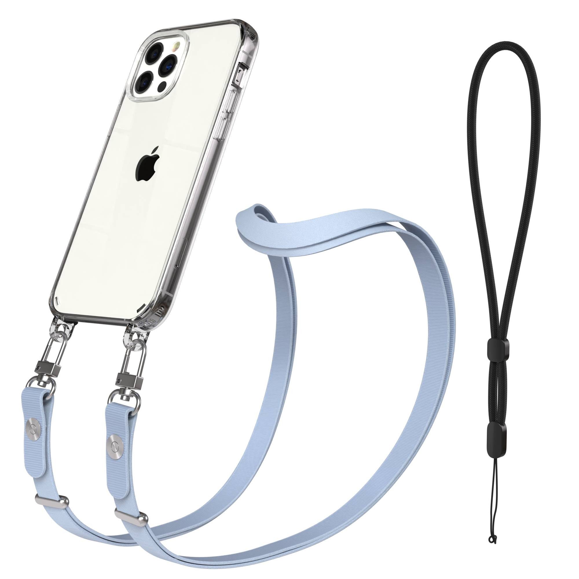 EAZY CASE Handykette für Apple iPhone 12 / 12 Pro Handyhülle mit Handyband magnetisch, Verstellbares Handyband in Hellblau mit Magnetverschluss bis 1,90 m
