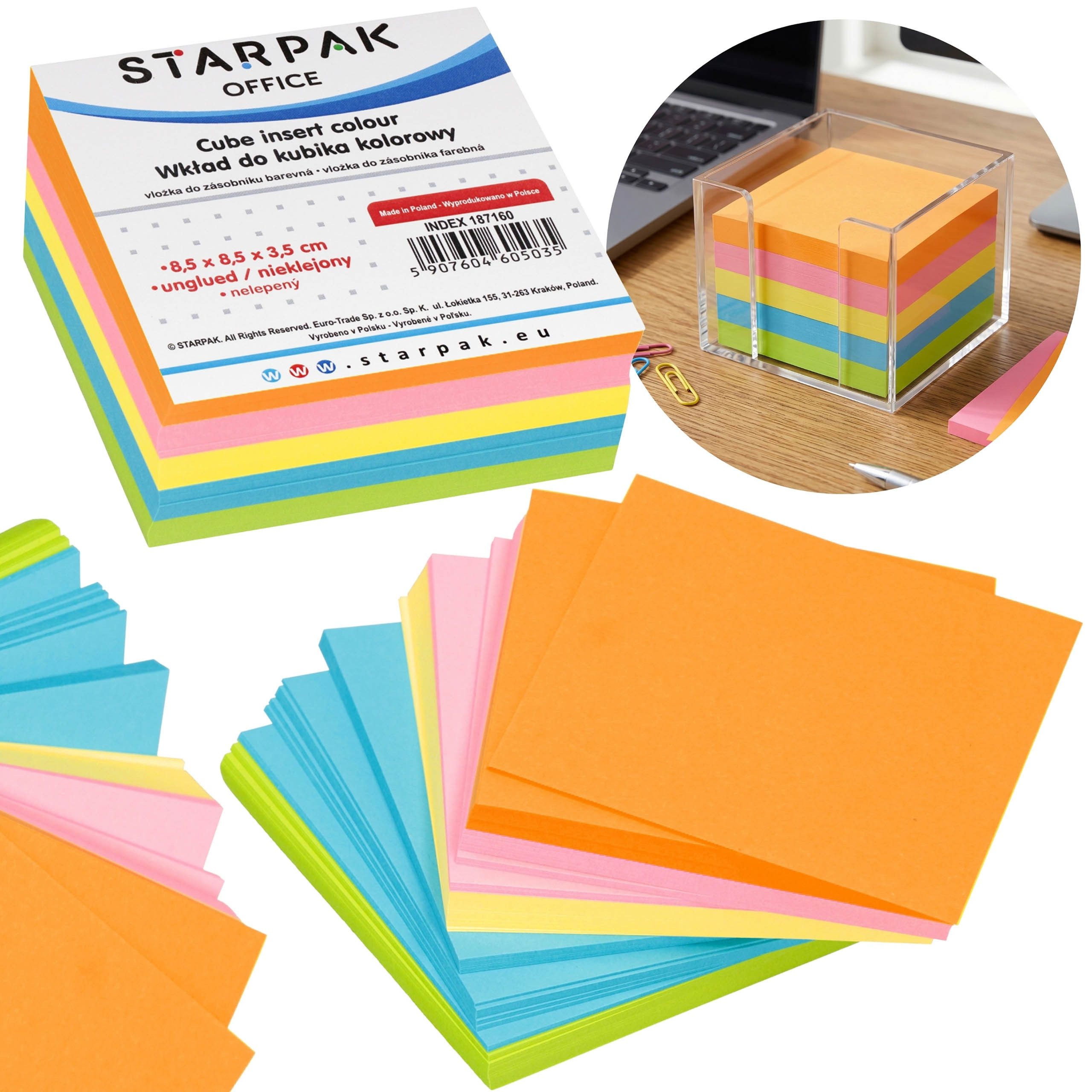 Sarcia.eu Notizblock Bunte Notizzettel Notizblock Notizklotz, 8,5×8,5×3,5 cm