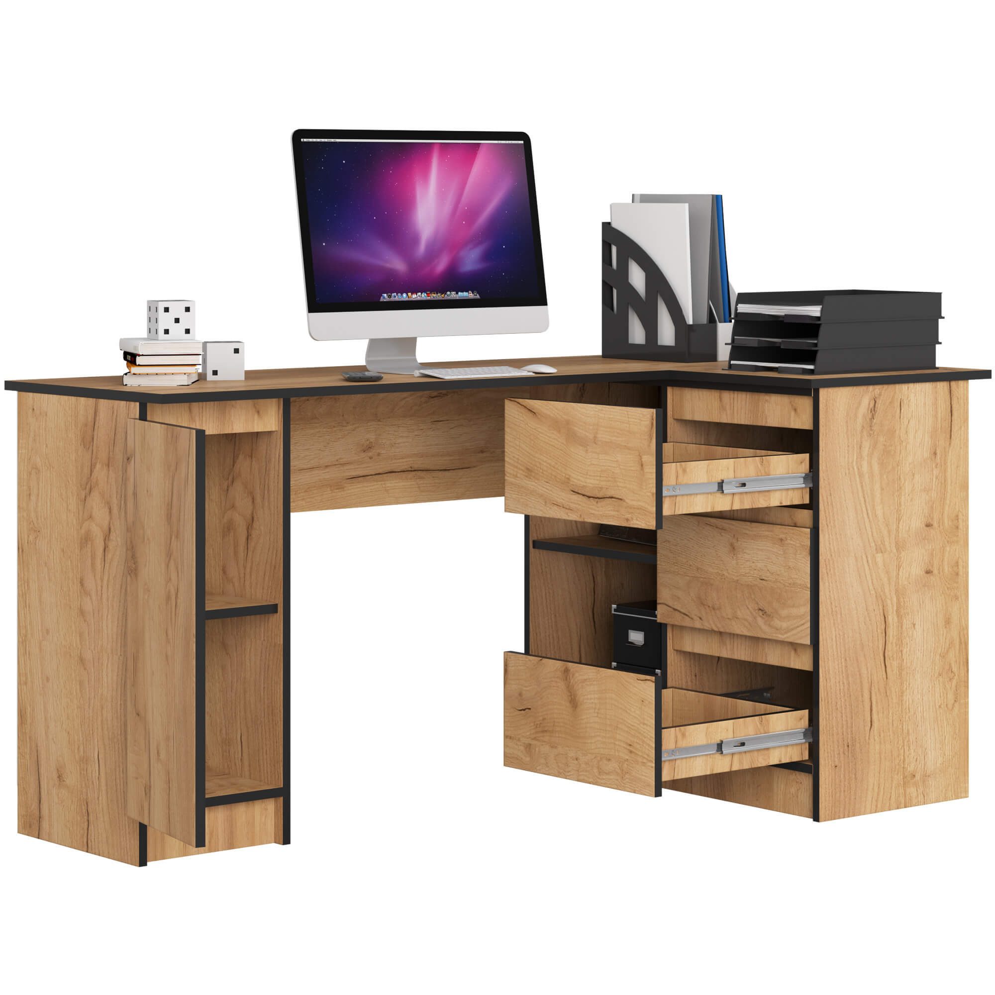 Raumhirsch Furniture Schreibtisch modern - Bürotisch mit Funktionalität & Stil - Home-Office Tisch, Hochwertige Verarbeitung, kratzfest, Selbstmontage