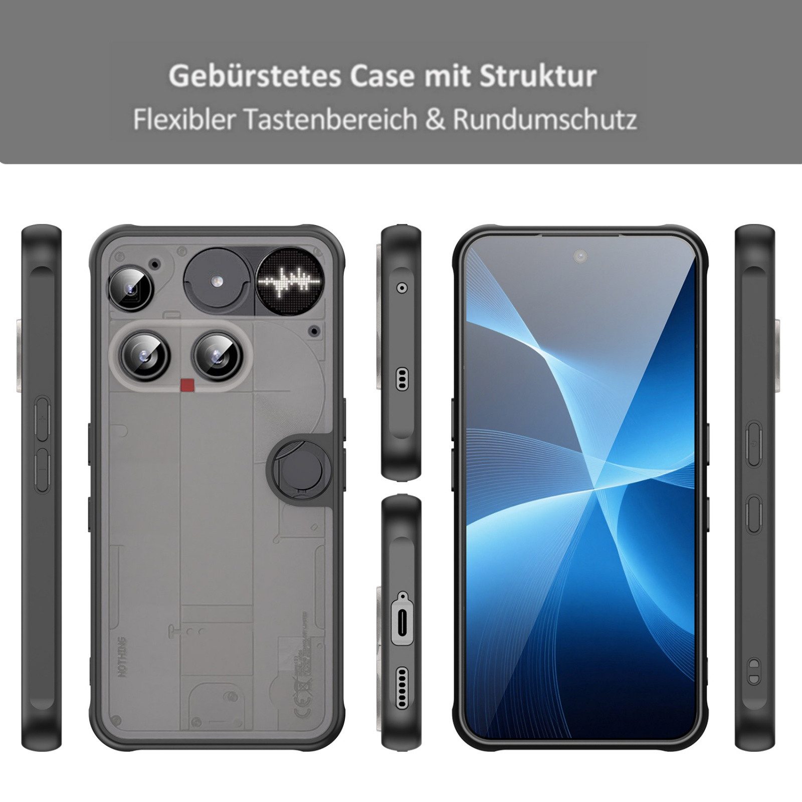 betterfon Handyhülle für Nothing Phone Modelle Hülle Matt Stoßfest Schutzhülle Back cover, Stoßdämpfendes TPU schützt vor Stürzen und Kratzern – Bild 3 von 5