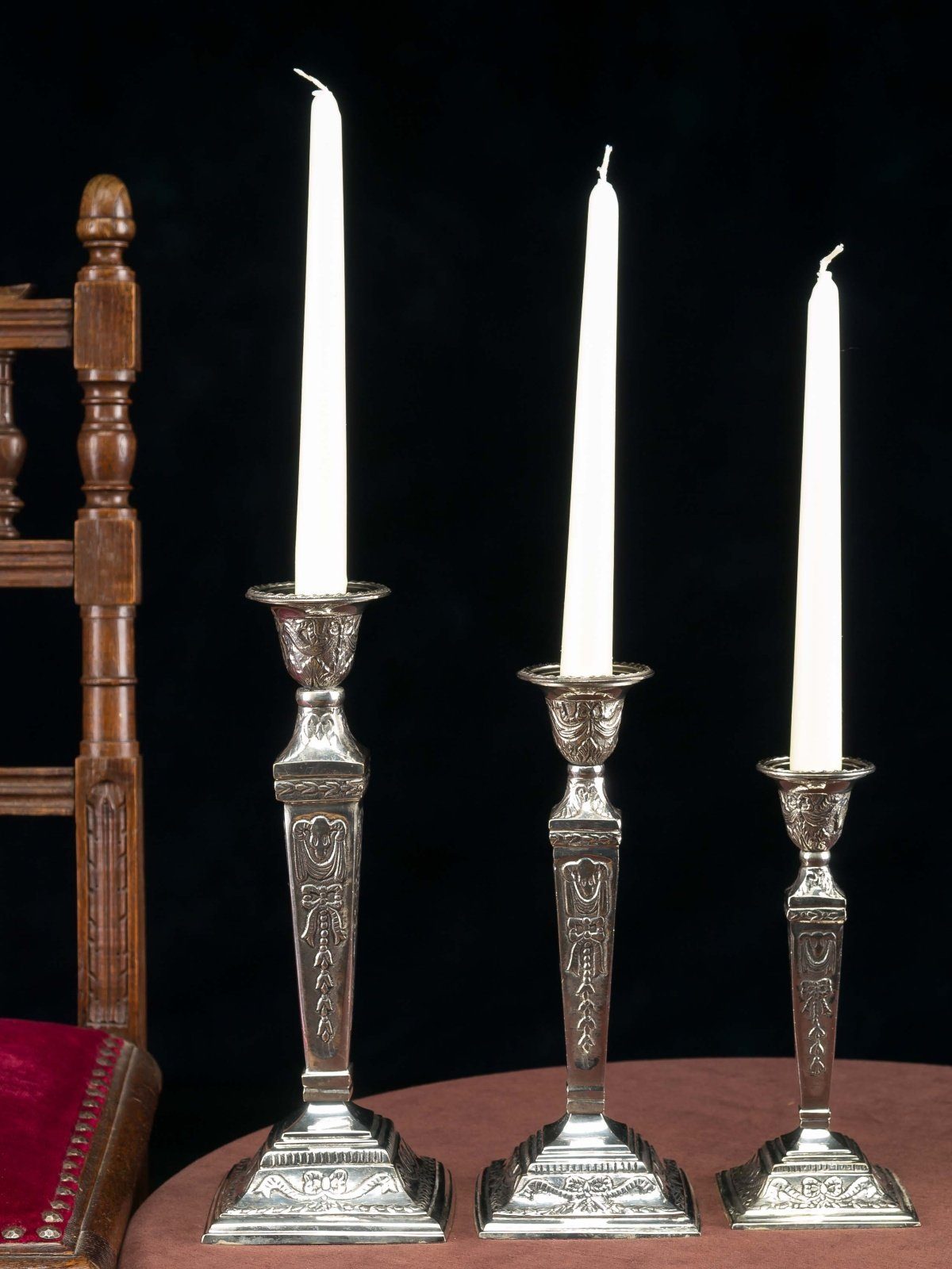 3er vernickelt Leuchter Set Kerzenleuchter Kerzenständer a Aubaho Candlestick Kerzenständer
