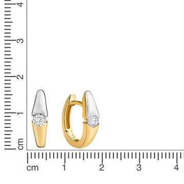 CELESTA Paar Creolen 375/- Gelbgold 2farbig Zirkonia