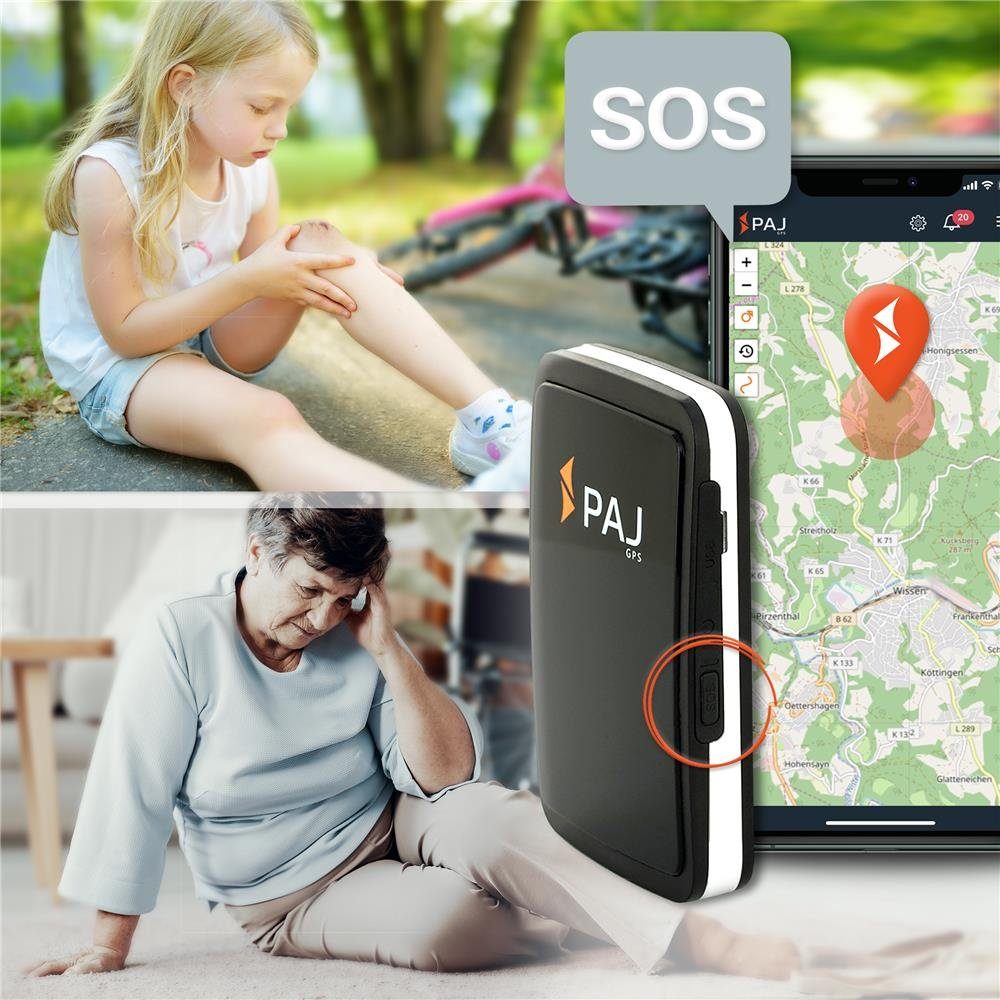GPS-Tracker Finder Alarm, (Live-Ortung, SOS ALLROUND PAJ Autofinder, schwarz) Peilsender,