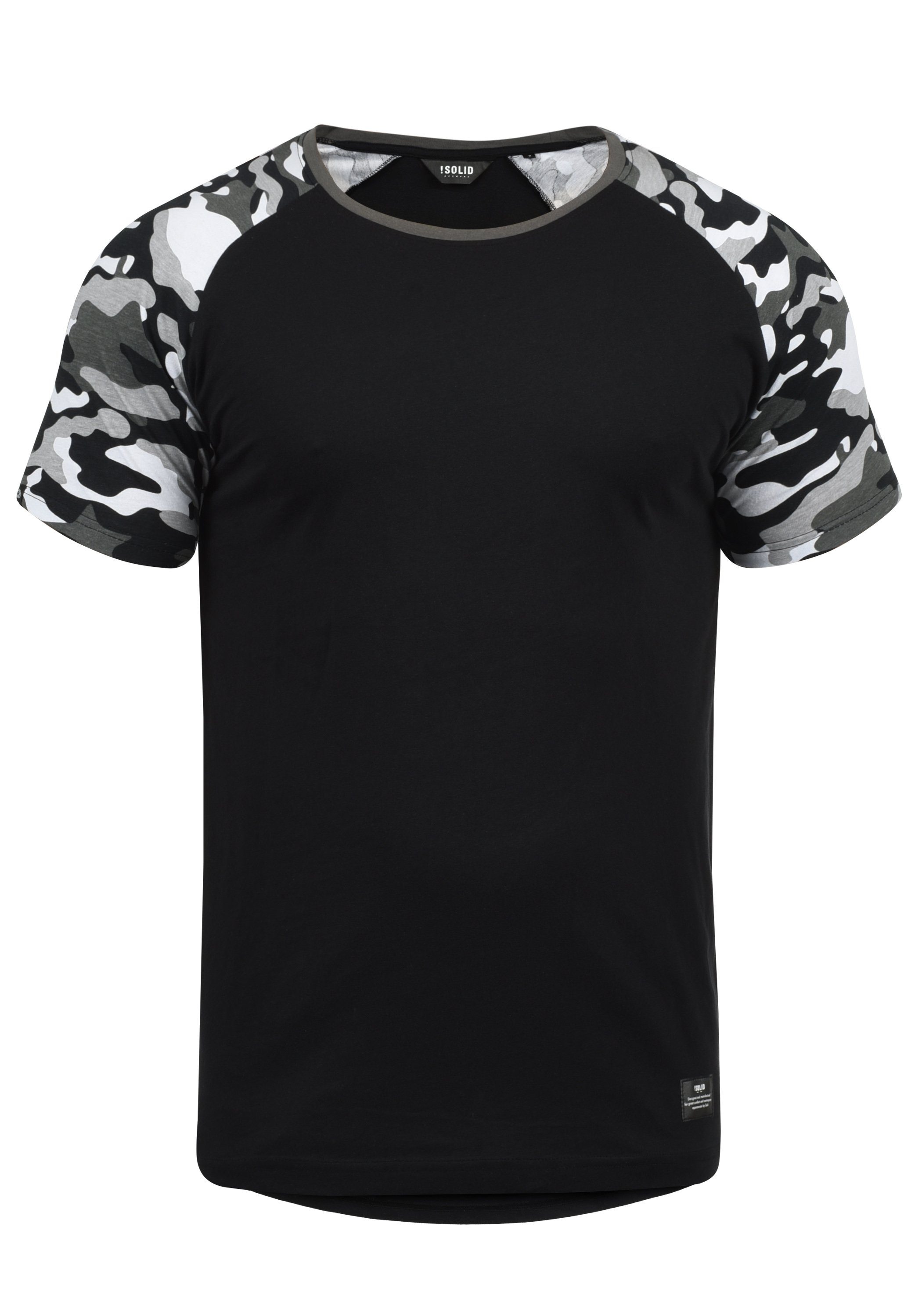 !Solid Rundhalsshirt SDCahil Kurzarmshirt mit Tarnmuster-Print Black Grey (G9000)