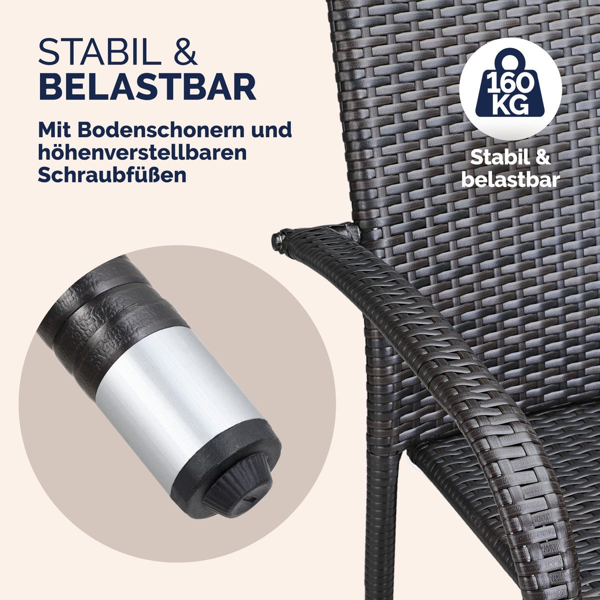 Casaria Gartenstuhl, Stapelbar Wetterfest Polyrattan Outdoor günstig online kaufen