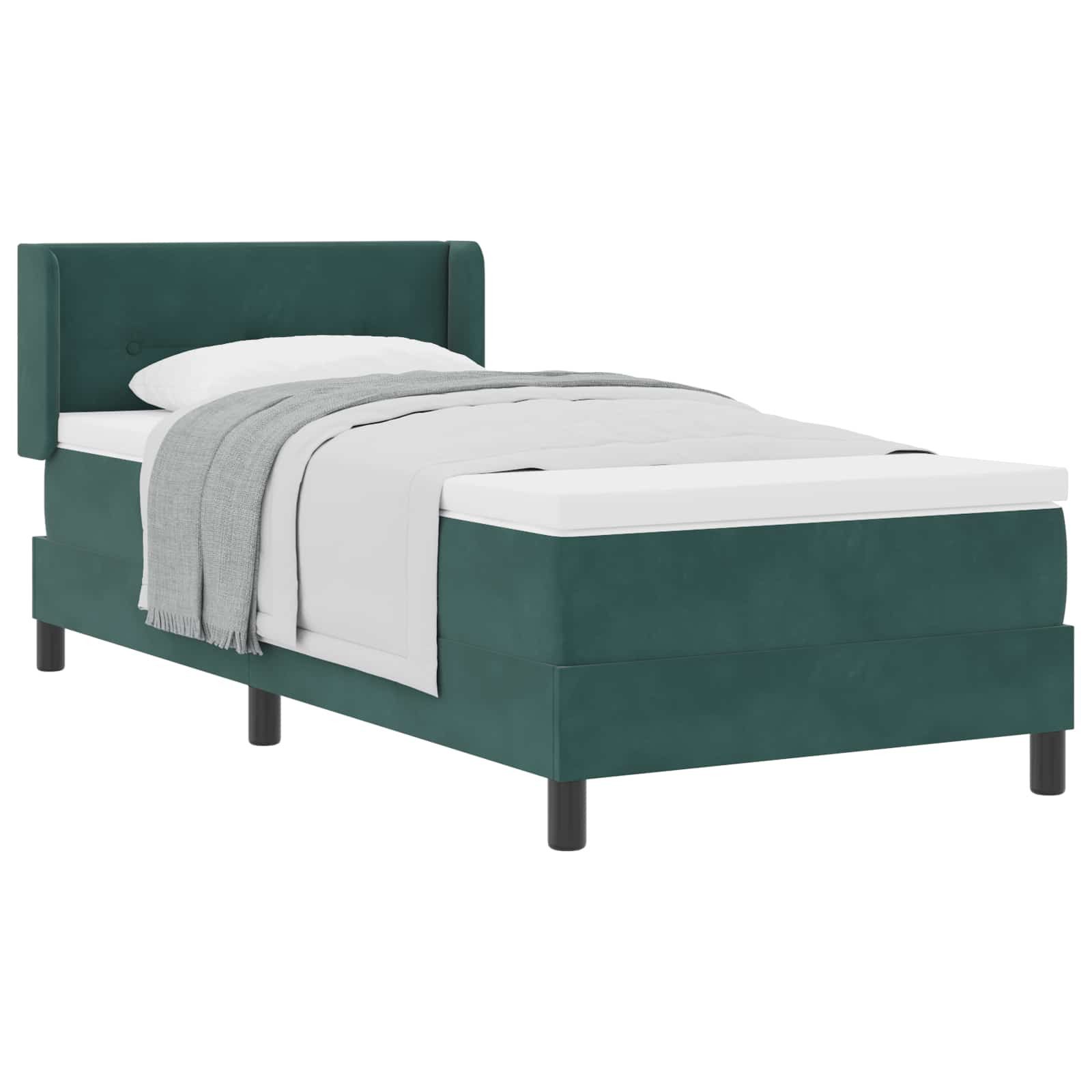 Bett Boxspringbett mit Kopfteil Dunkelgrün 190 x 90 cm Samt