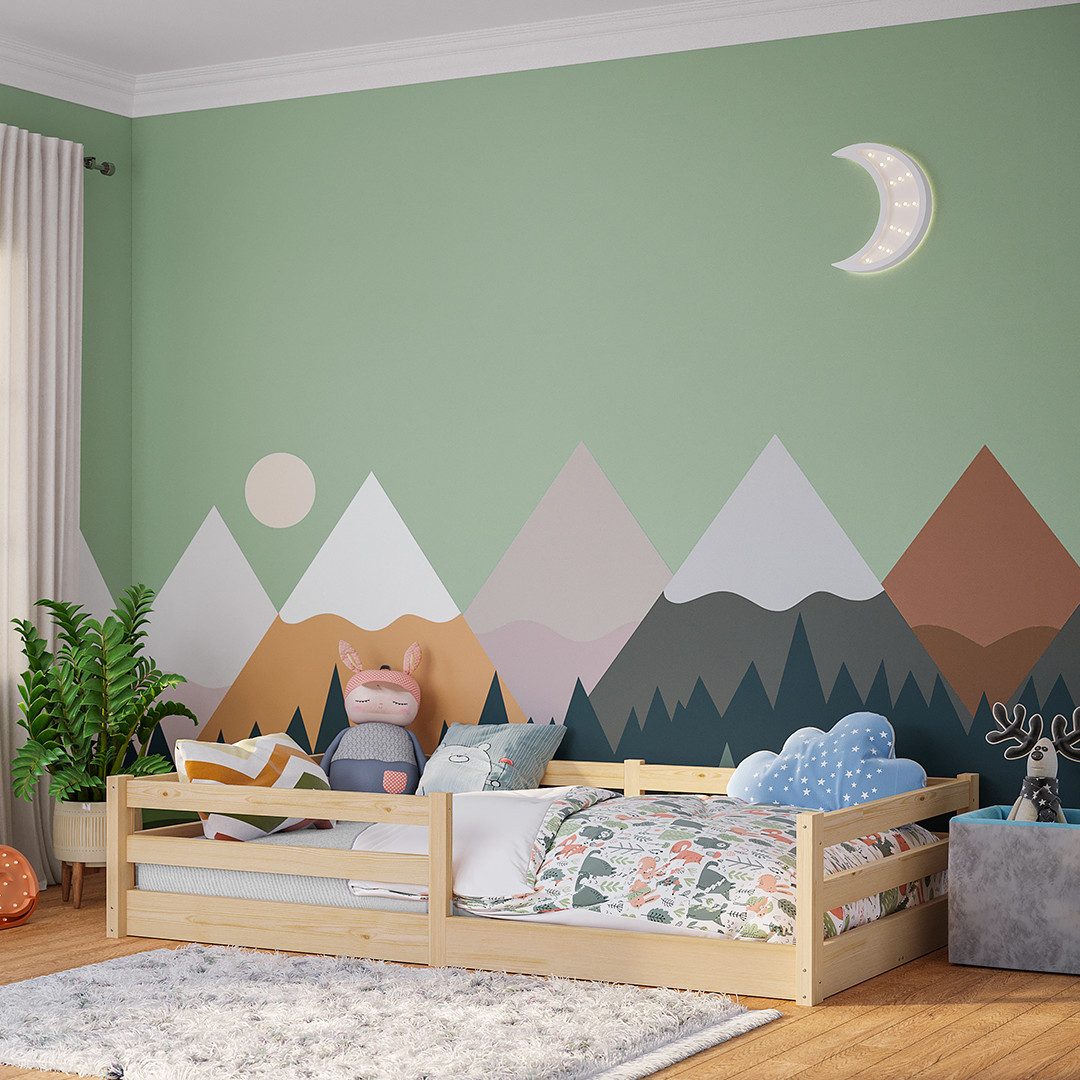 Bellabino Kinderbett Iskri mit Rausfallschutz und Lattenrost (natur, option günstig online kaufen