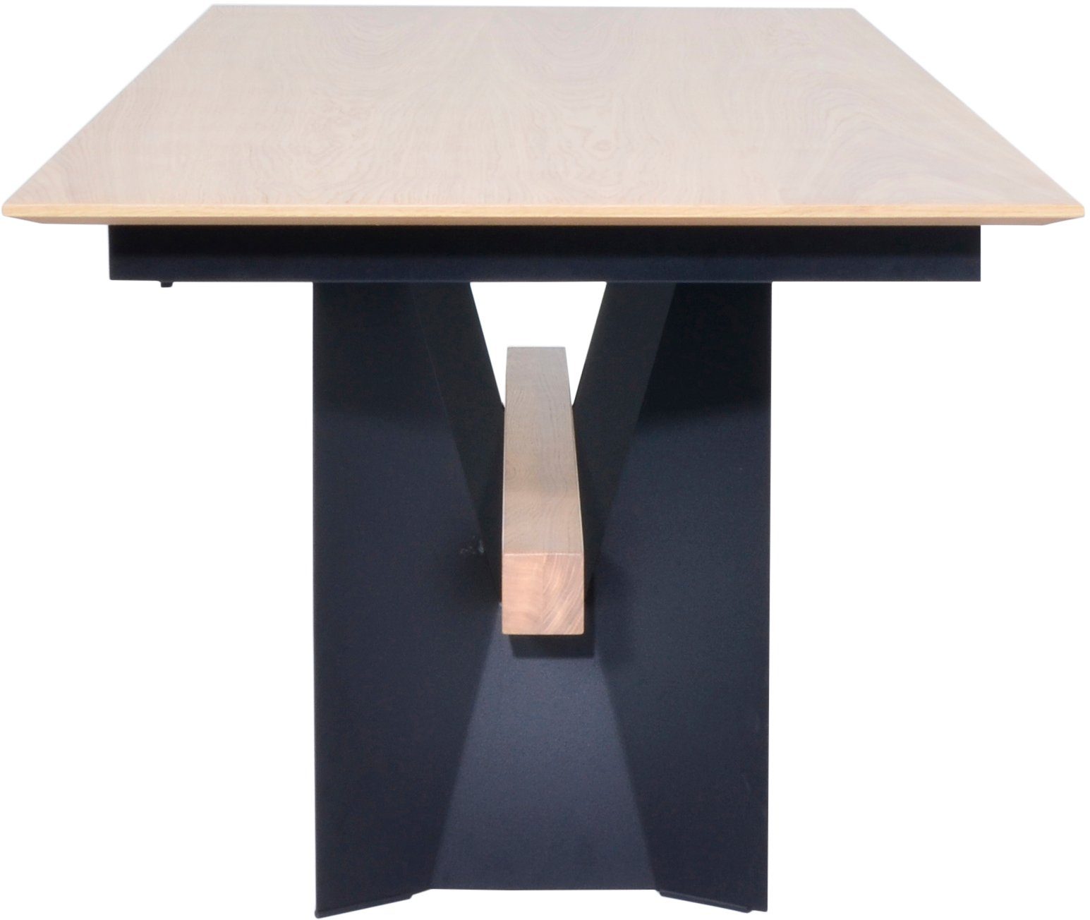 bianco Massivholzbalken, Esstisch, aus Komfort fix, & 2 in Metall Wildeiche bianco Tisch Struktur/Wildeiche K+W mit | Gestell Schwarz Wohnen Breiten