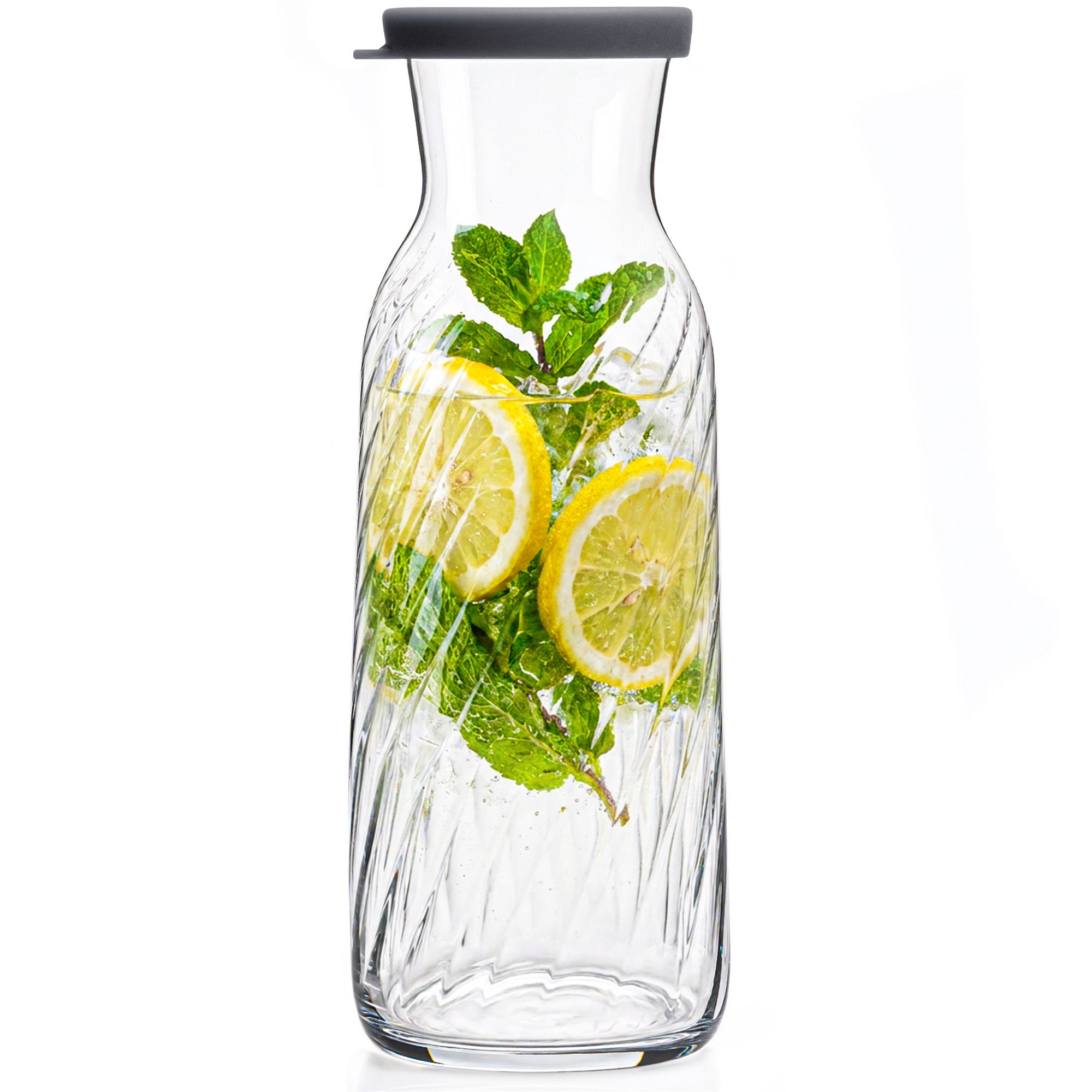 KONZEPT Karaffe mit Deckel, 1 Liter, ohne Henkel, 1,2 L, Ø unten 9 cm, Ø oben 7 cm, H 25 cm, 0,48 kg