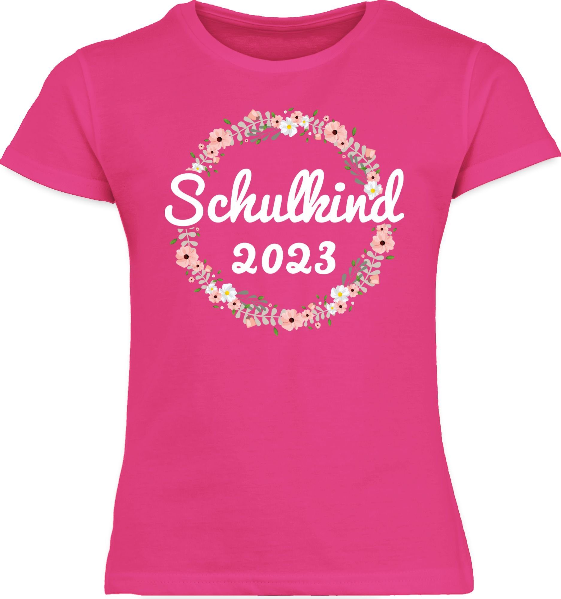 Shirtracer T-Shirt Schulkind 2023 Einschulung Mädchen 2 Fuchsia