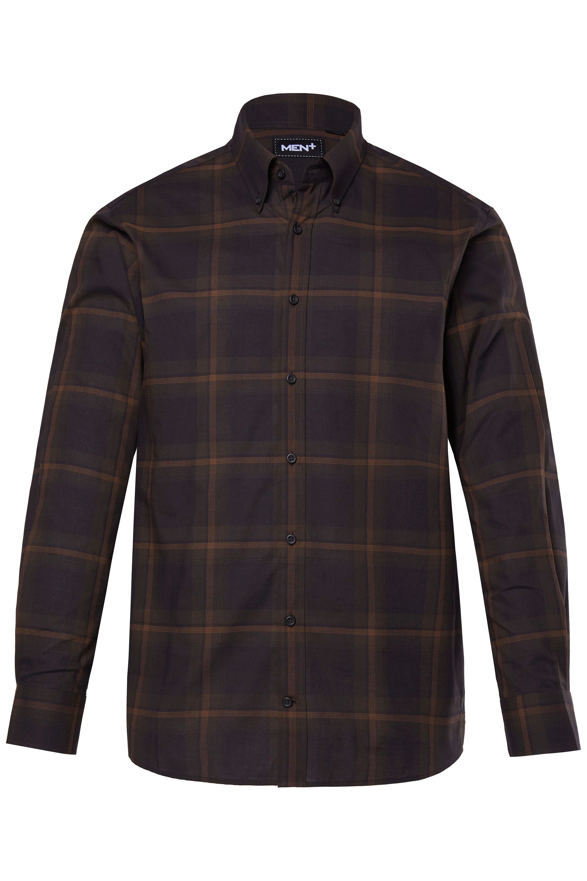 Men Plus Businesshemd Karohemd Langarm Buttondown-Kragen Comfort Fit