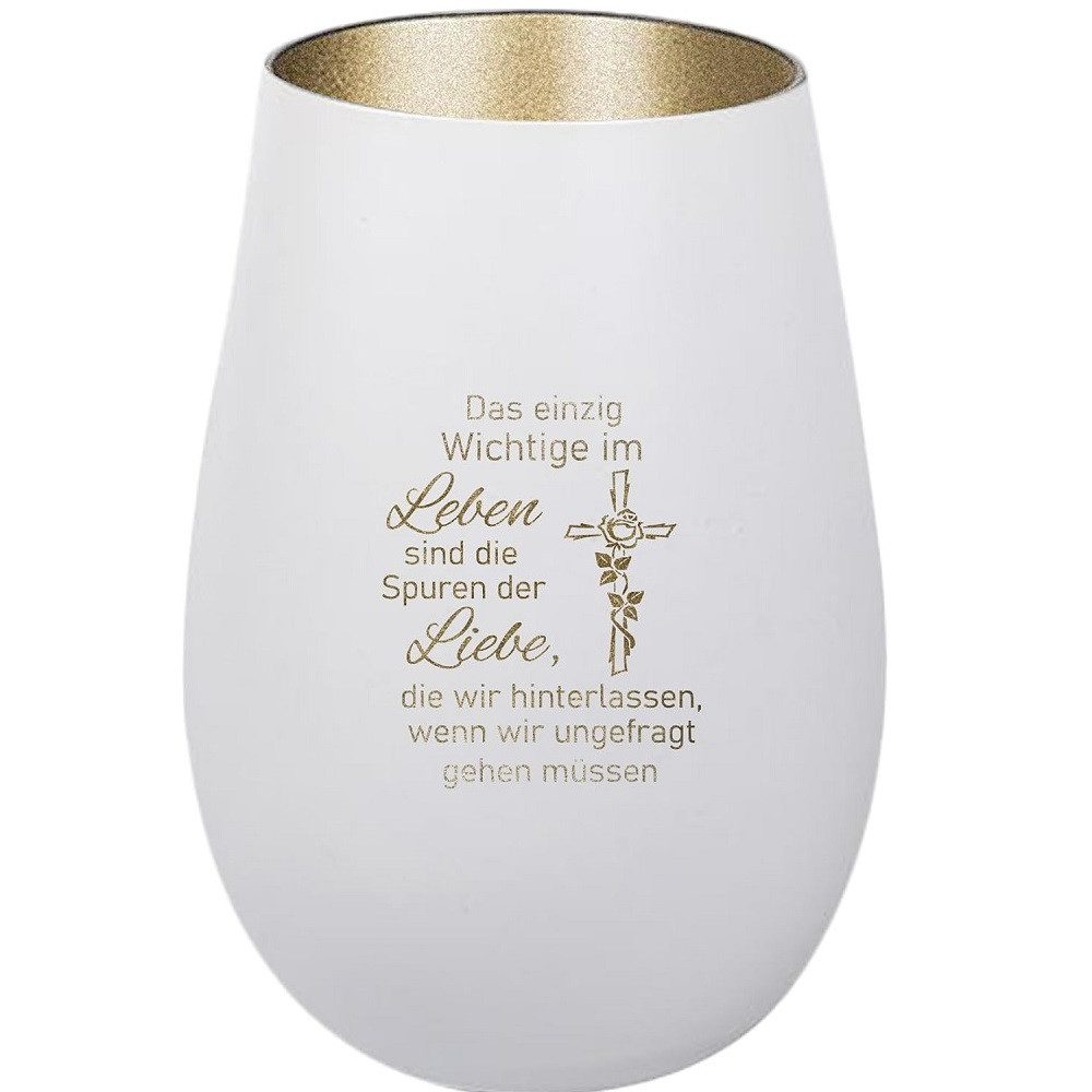 Der Porzellan-Laden Windlicht Graviertes Windlicht: 'Das einzig Wichtige im Leben sind die Spuren