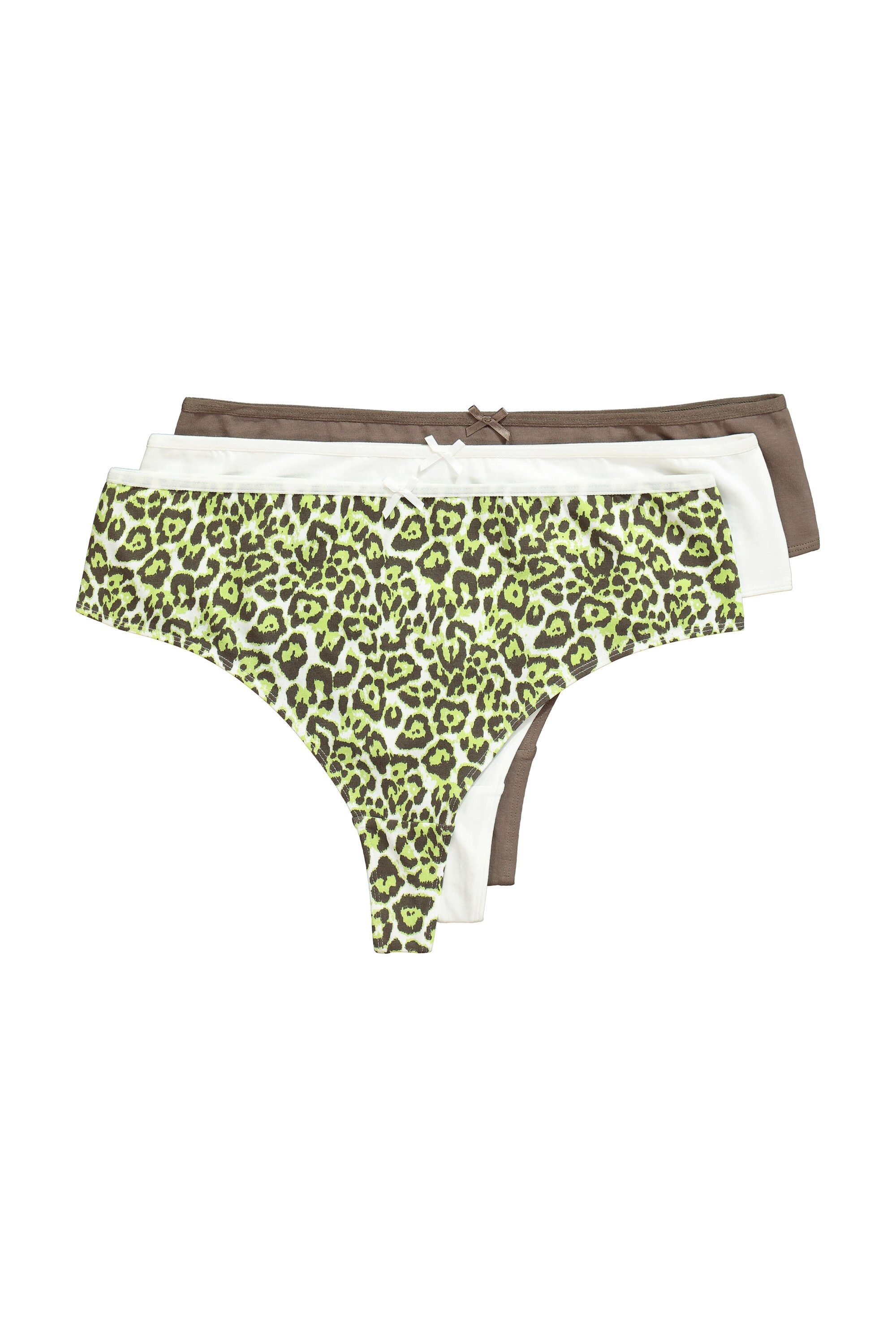 Ulla Popken Slip Strings 3er-Pack Leomuster/Blautöne