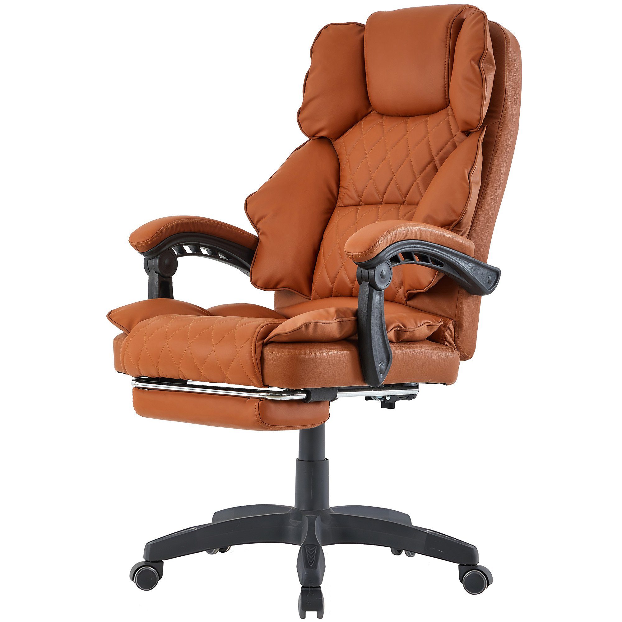 Lederoptik-Design im 3-Punkt-Armlehnen Bürostuhl Chefsessel TRISENS (1 Hector Schwarz-Rot Stück), Office Home Chair mit