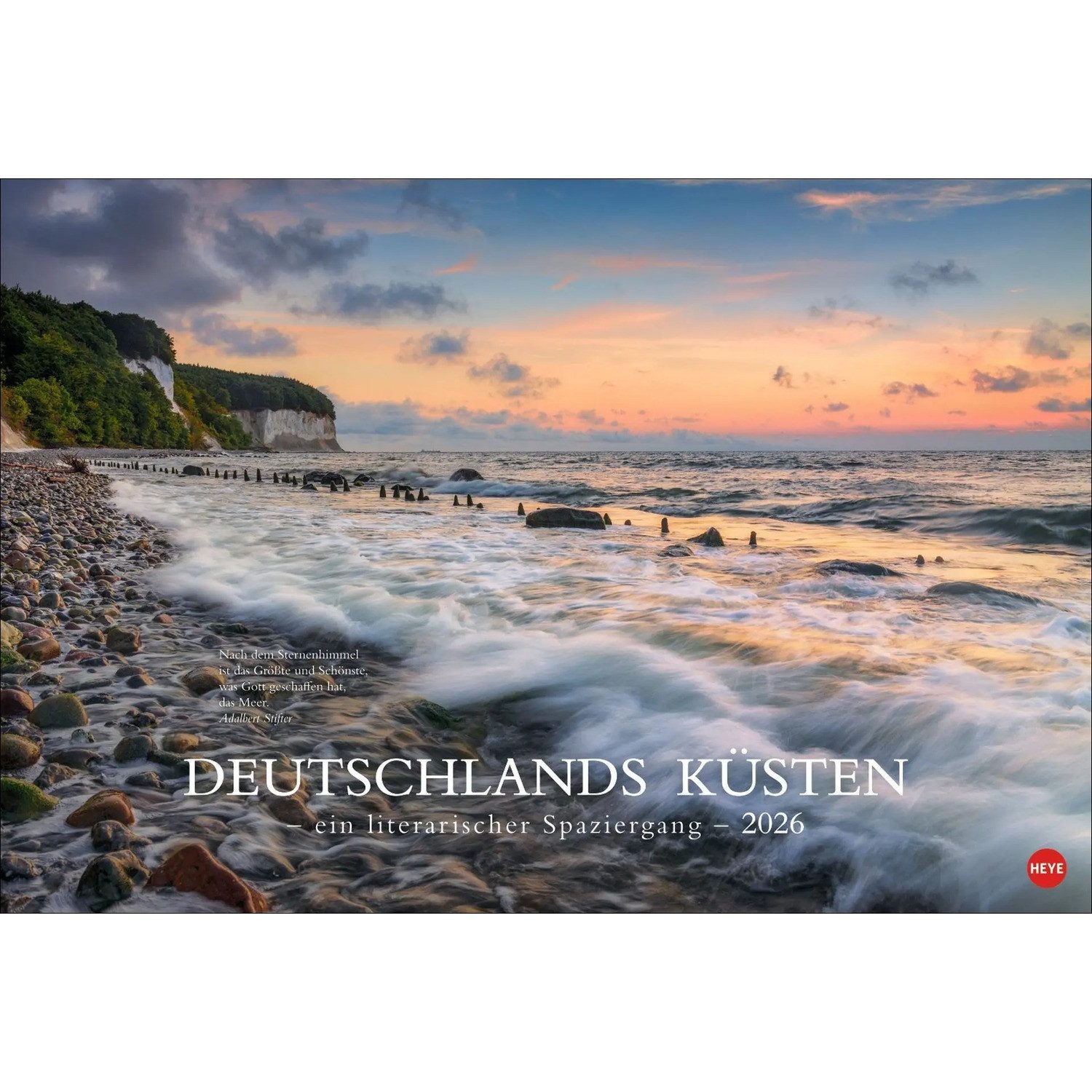 HEYE Wandkalender Deutschlands Küsten - Ein literarischer Spaziergang Kalender 2026