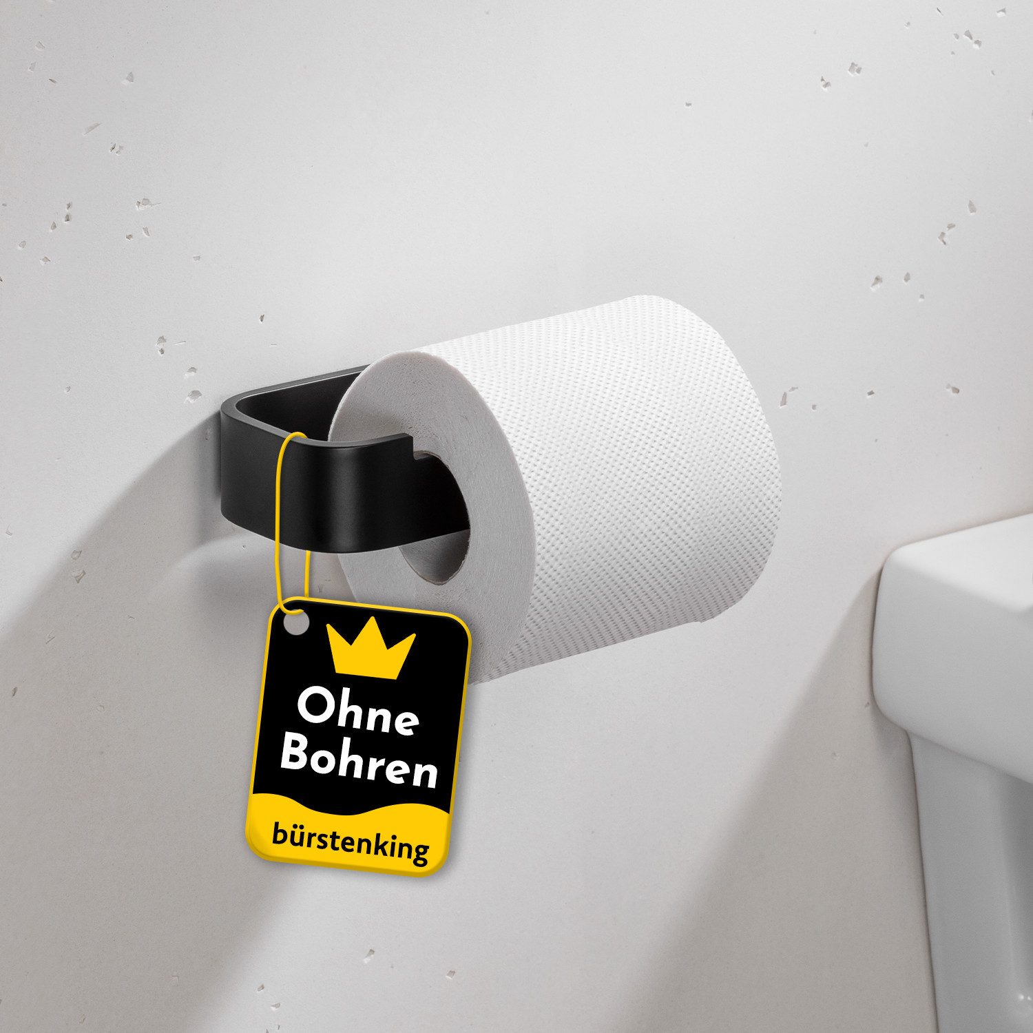 Bürstenking Toilettenpapierhalter ohne Bohren, Selbstklebender Klopapierhalter, WC-Rollenhalter, 3M-Kleber
