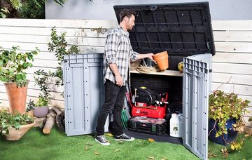 Keter Mülltonnenbox Ace Gartenbox Möbelbox Gerätebox Schuppen für 2 x 240 Liter Mülltonnen, witterungsbeständig, UV-beständig, frostsicher, mit Bodenplatte