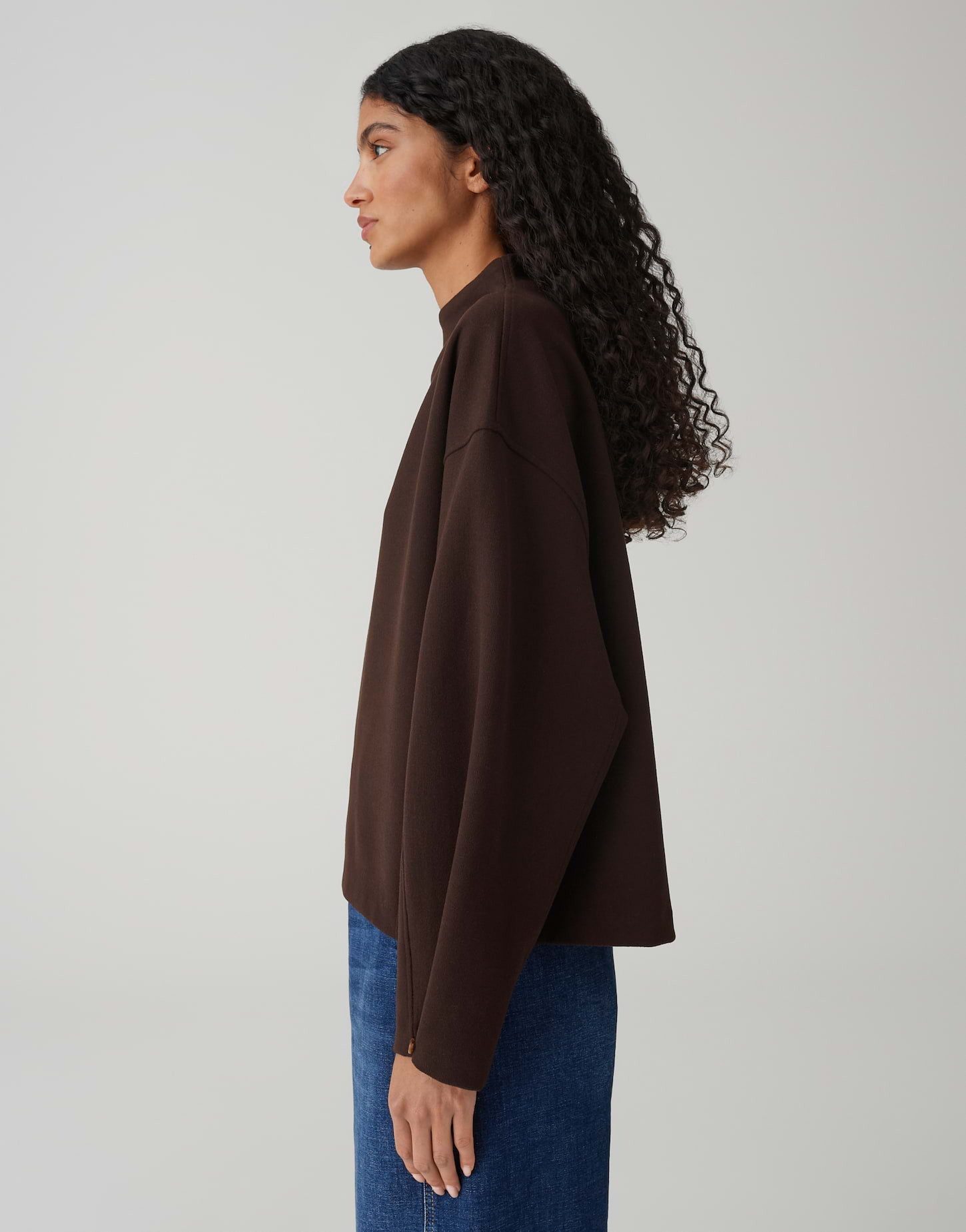 OPUS Sweatshirt GARIANE mit variablen Ärmeldesign Weite Passform, schmal zulaufend, überschnittene Schulter, Funnel Neck