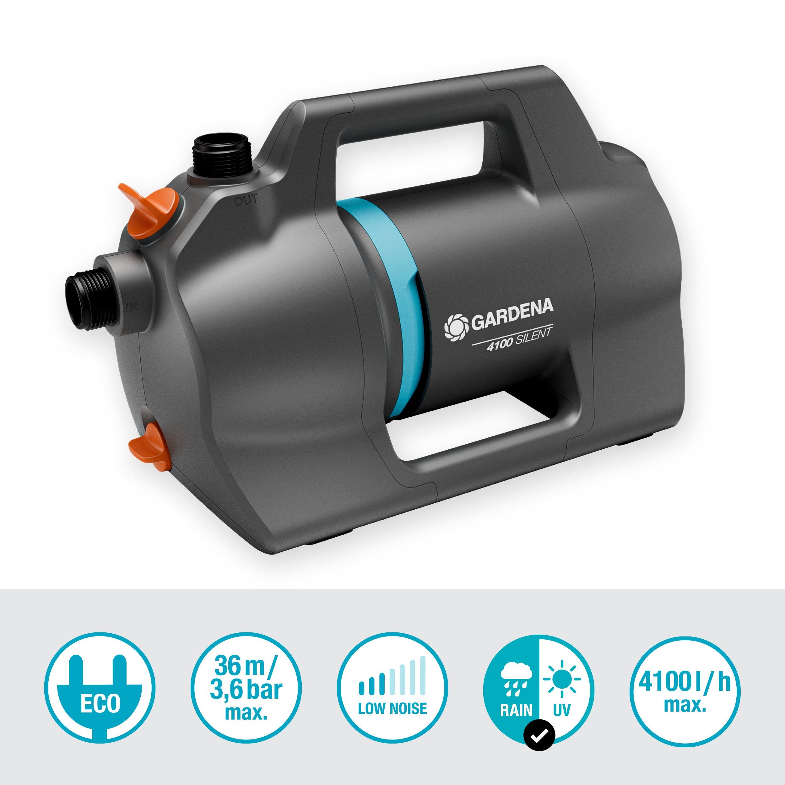 GARDENA Gartenpumpe 4100 Silent, ideal für Einsteiger, 4100 l/h, 550 W