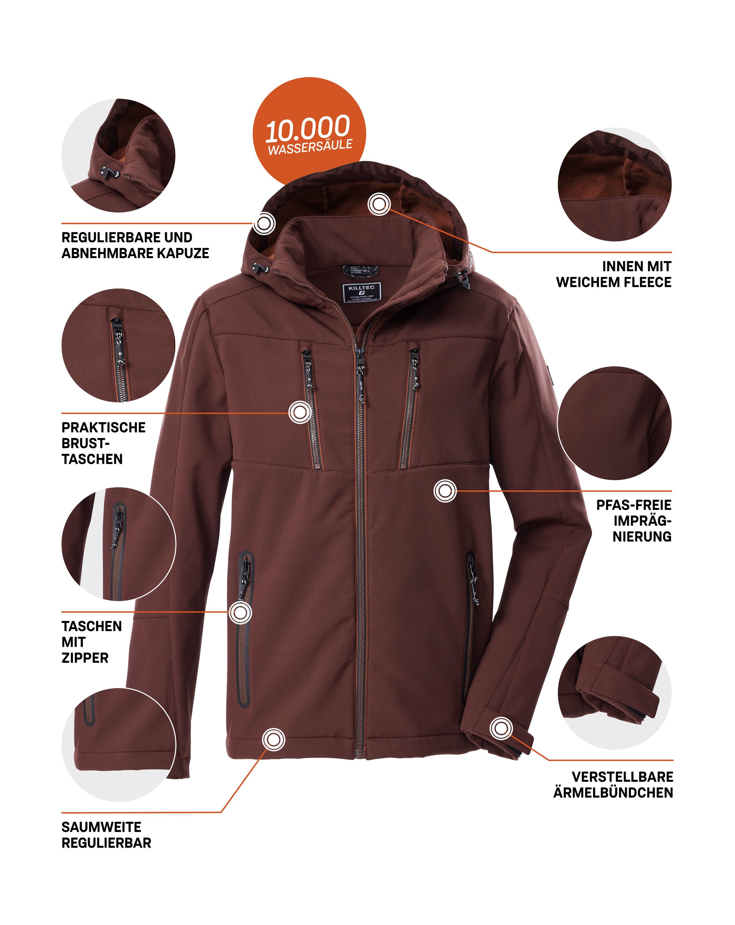 Killtec Softshelljacke KOW 79 MN SFTSHLL JCKT Wasser- und windabweisende Softshelljacke, abnehmbare Kapuze