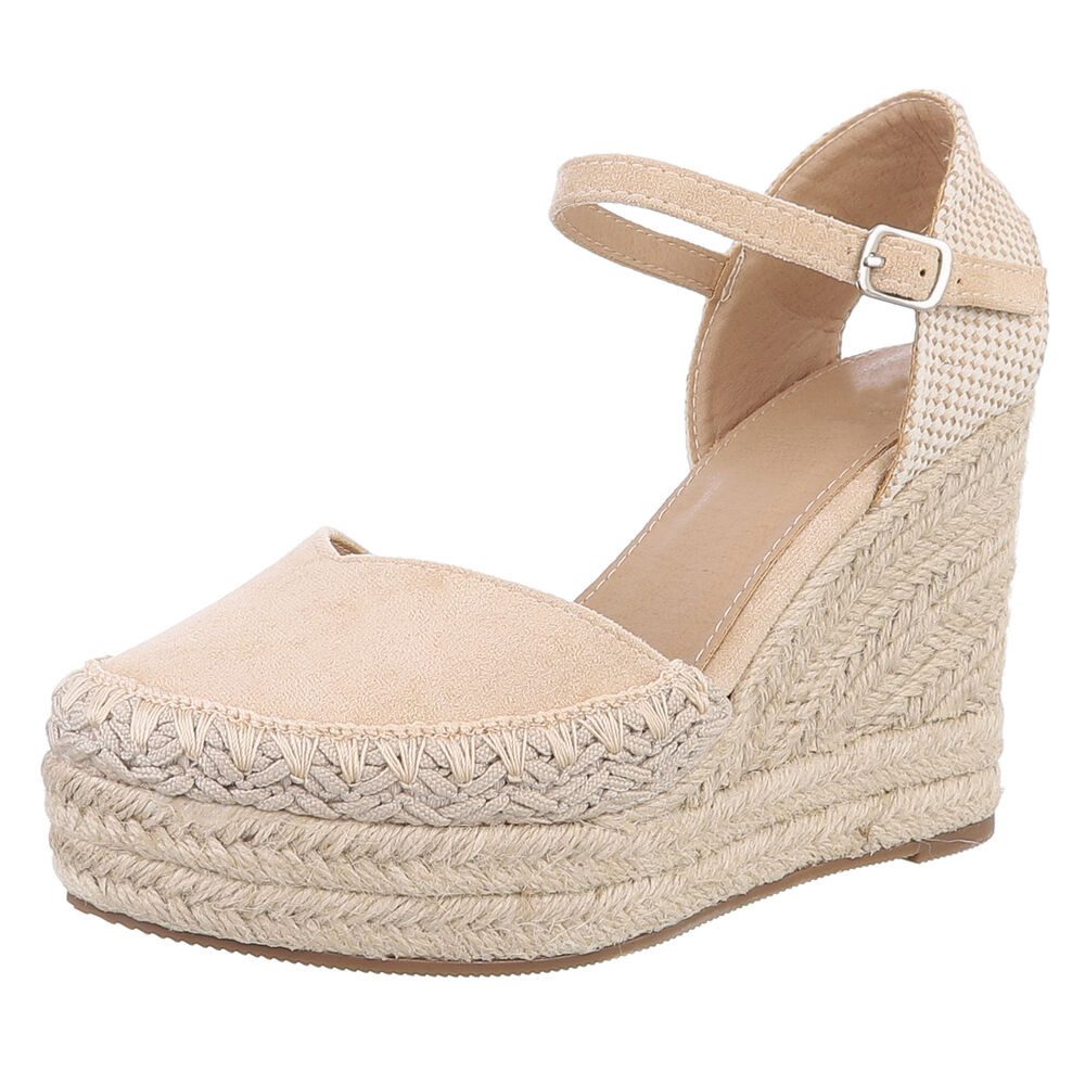 Ital-Design Damen Keilabsatz-Sandalen mit Jute-Detail Plateaupumps günstig online kaufen