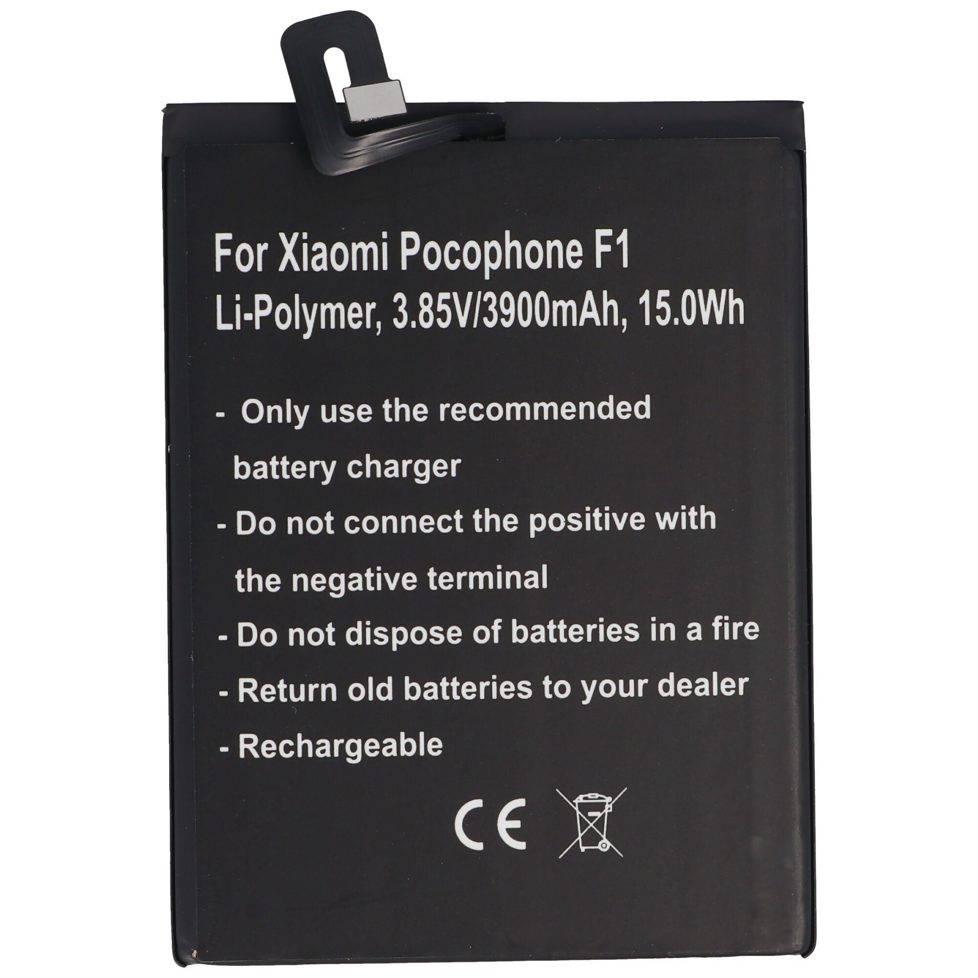 AccuCell Li-Polymer-Akku - 3900mAh (3.85V) für Xiaomi Pocophone Poco F1 Handy, Akku 3900 mAh (3,9 V)