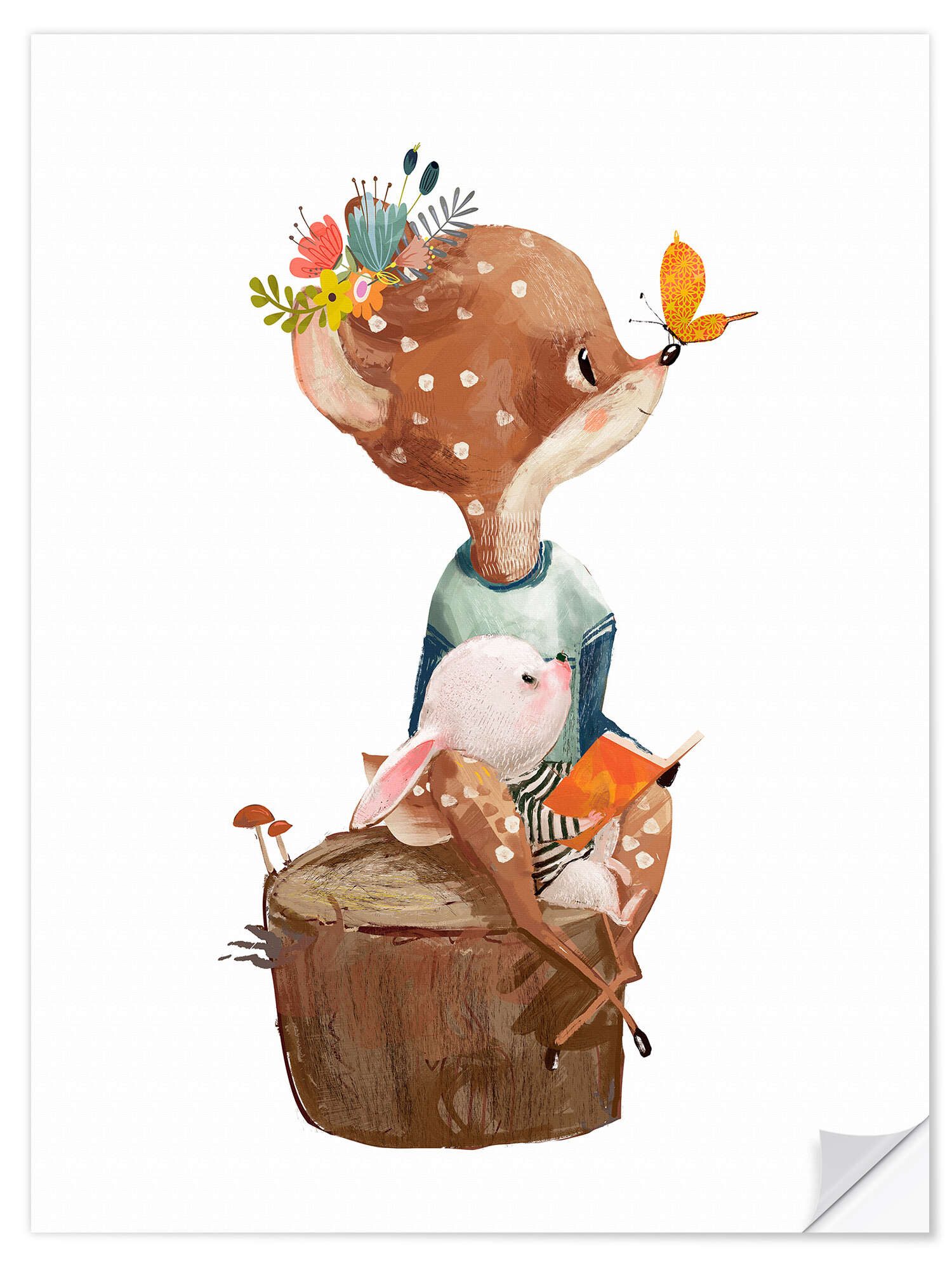 Posterlounge Wandfolie Eve Farb, Lesefreunde, Babyzimmer Illustration