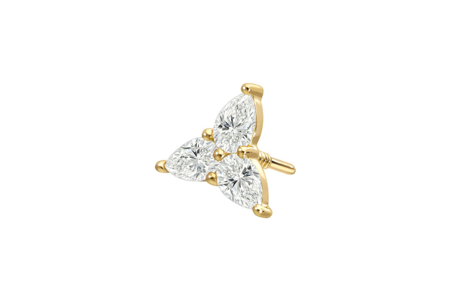 PIERCINGLINE Piercing-Set 18 Karat Gold Schraubaufsatz mit Außengewinde DIAMANT-BLUME (Schraub-Aufsätze, 1-tlg)