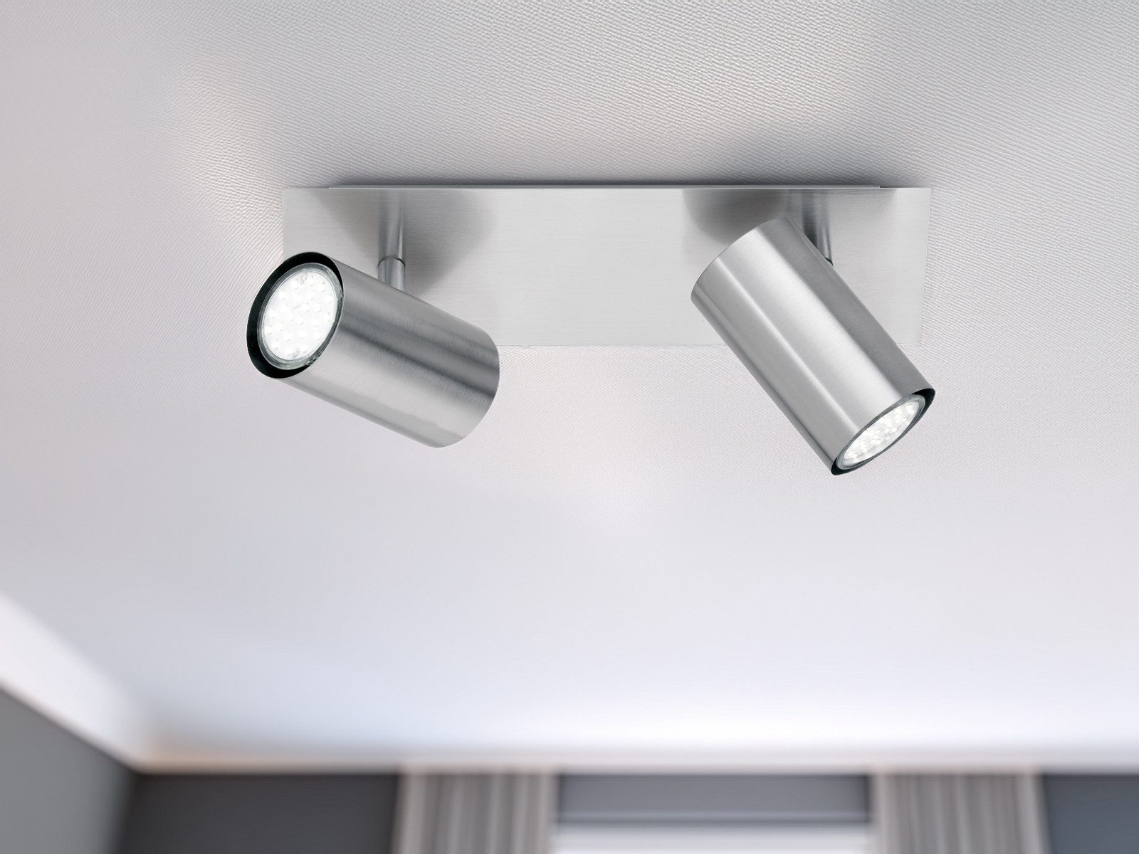 TRIO Leuchten LED Deckenstrahler Spots schwenkbar inkl. GU10 LED, dimmbar, LED wechselbar, Warmweiß, Breite 30cm, innen Deckenleuchte mit 2x Strahler, Wohnzimme – Bild 5 von 5