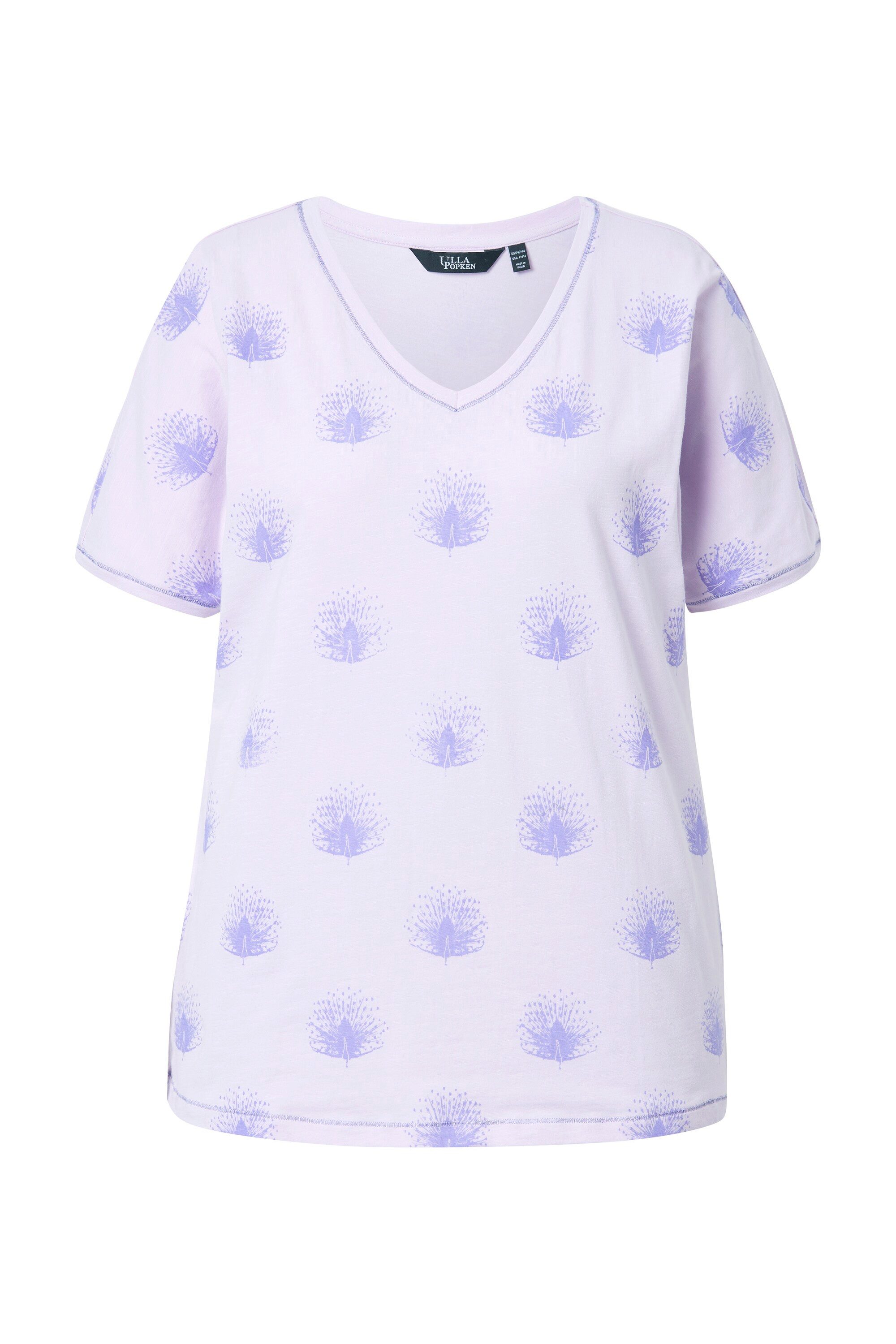 Ulla Popken T-Shirt T-Shirt Pfauen Oversized günstig online kaufen