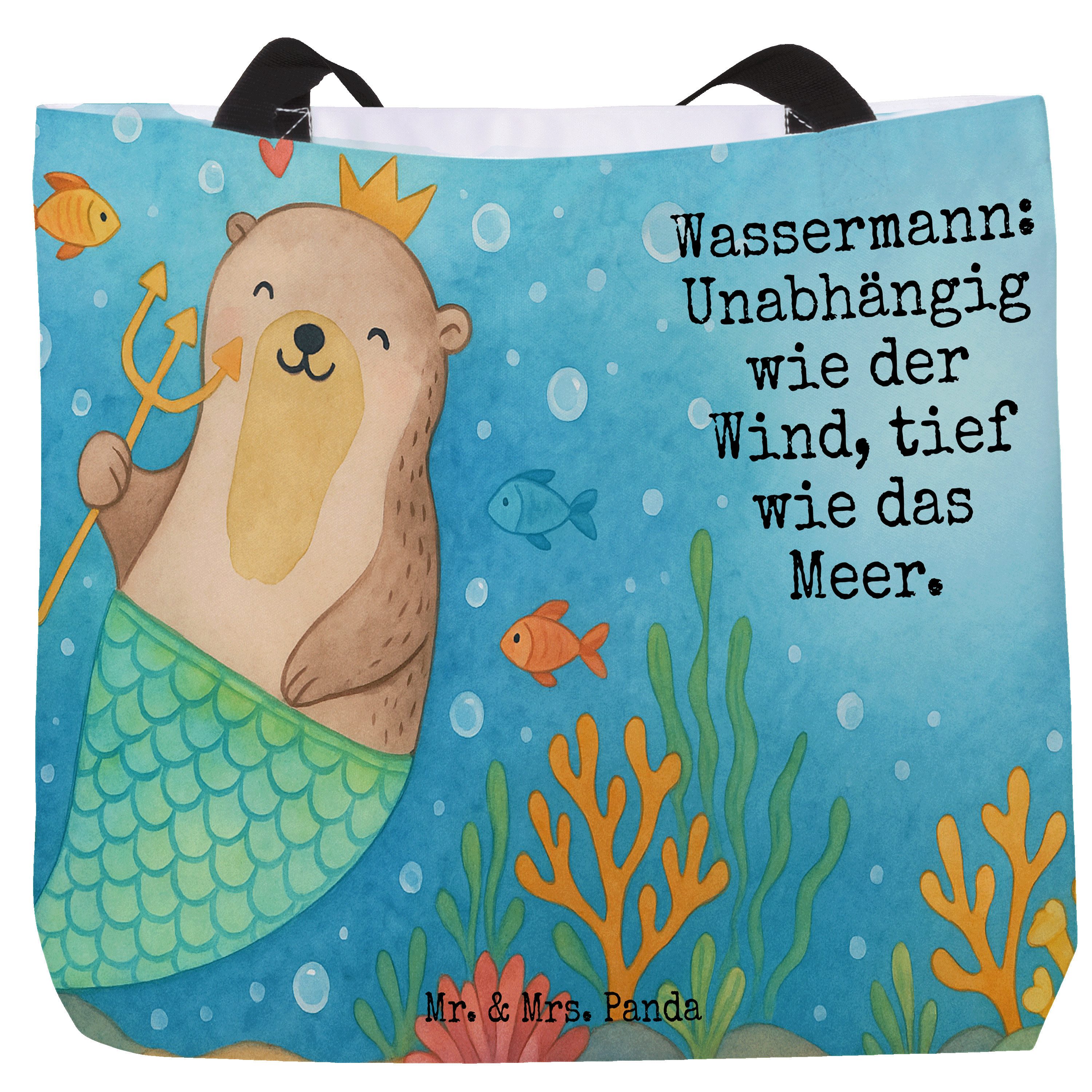 Mr. & Mrs. Panda Shopper Wassermann Astrologie Design, Tasche, Weiß, Geschenk, Shopper Tasche, (Packung, 1-tlg)