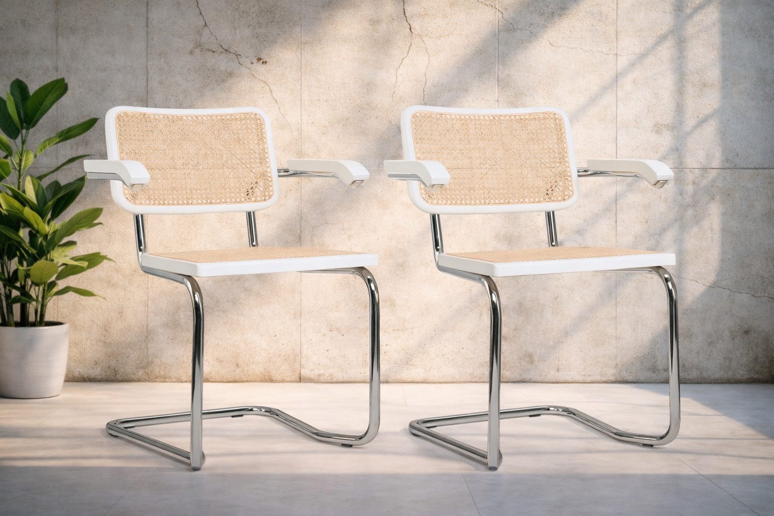 pemora Freischwinger Schwingstuhl Armlehnstuhl 2-er Set JENA AL Wiener Geflecht montiert