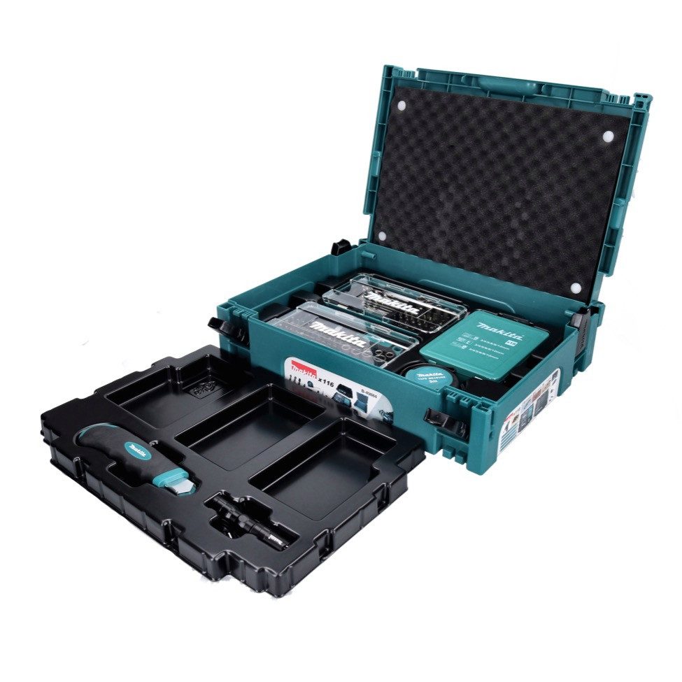 Makita Werkzeugset Bohrer- und Bitset 116 tlg Set (B-49884) Taschenlampe