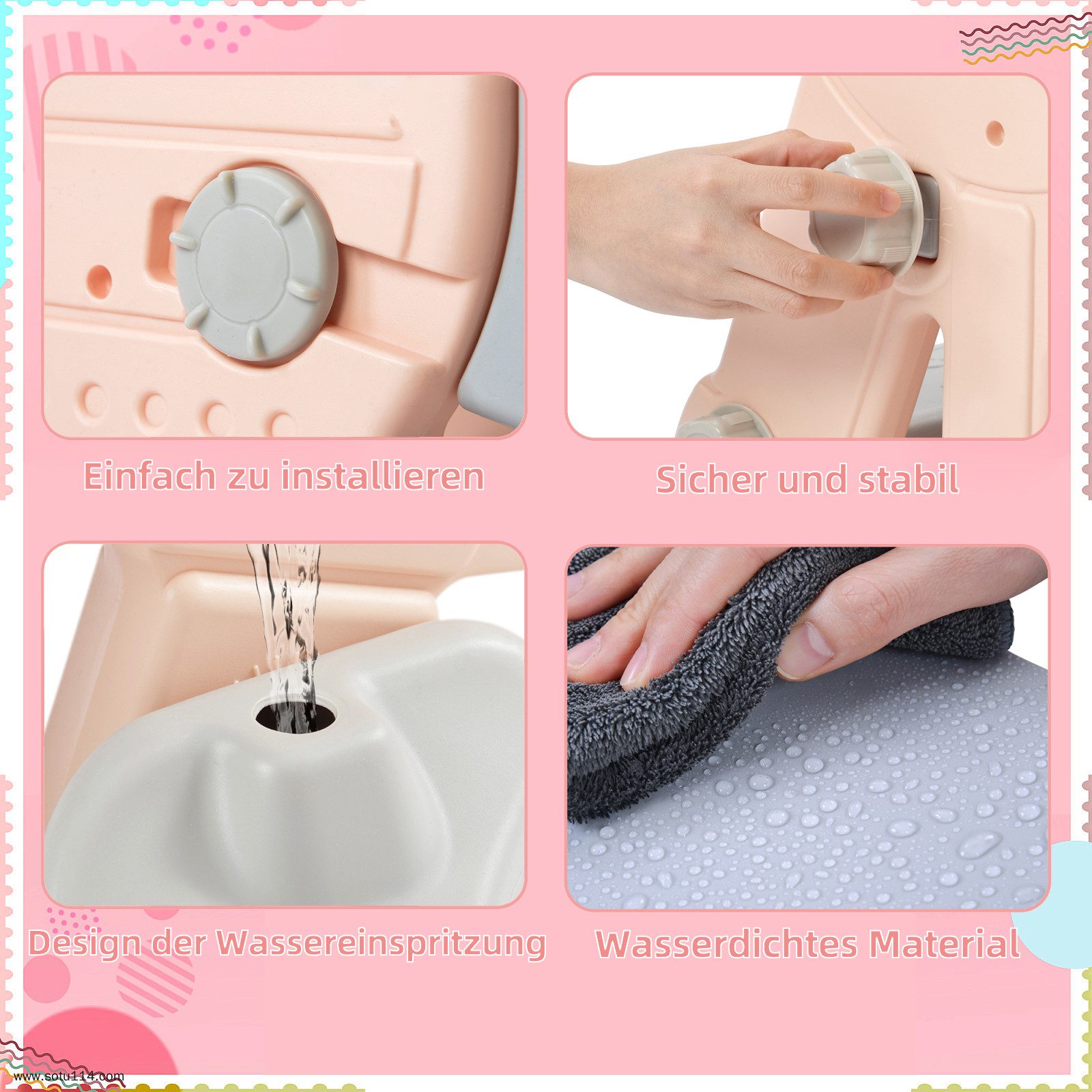 FUROKOY Rutsche Kinderrutsche Indoor und Outdoor Gartenrutsche, (Packung, 1-tlg., Freistehende Rutsche), Rosa,4-in-1 mit Schaukel, Klettergerüst, Spielplatz für Kleinkinder