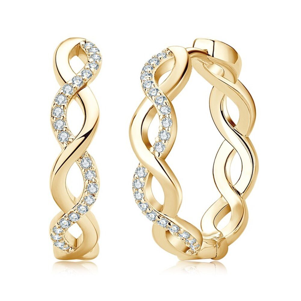 ROUGEMONT Paar Creolen Funkelnde Damen Moissanit Creolen Ohrringe 18K Gold, 925 Sterling Silber