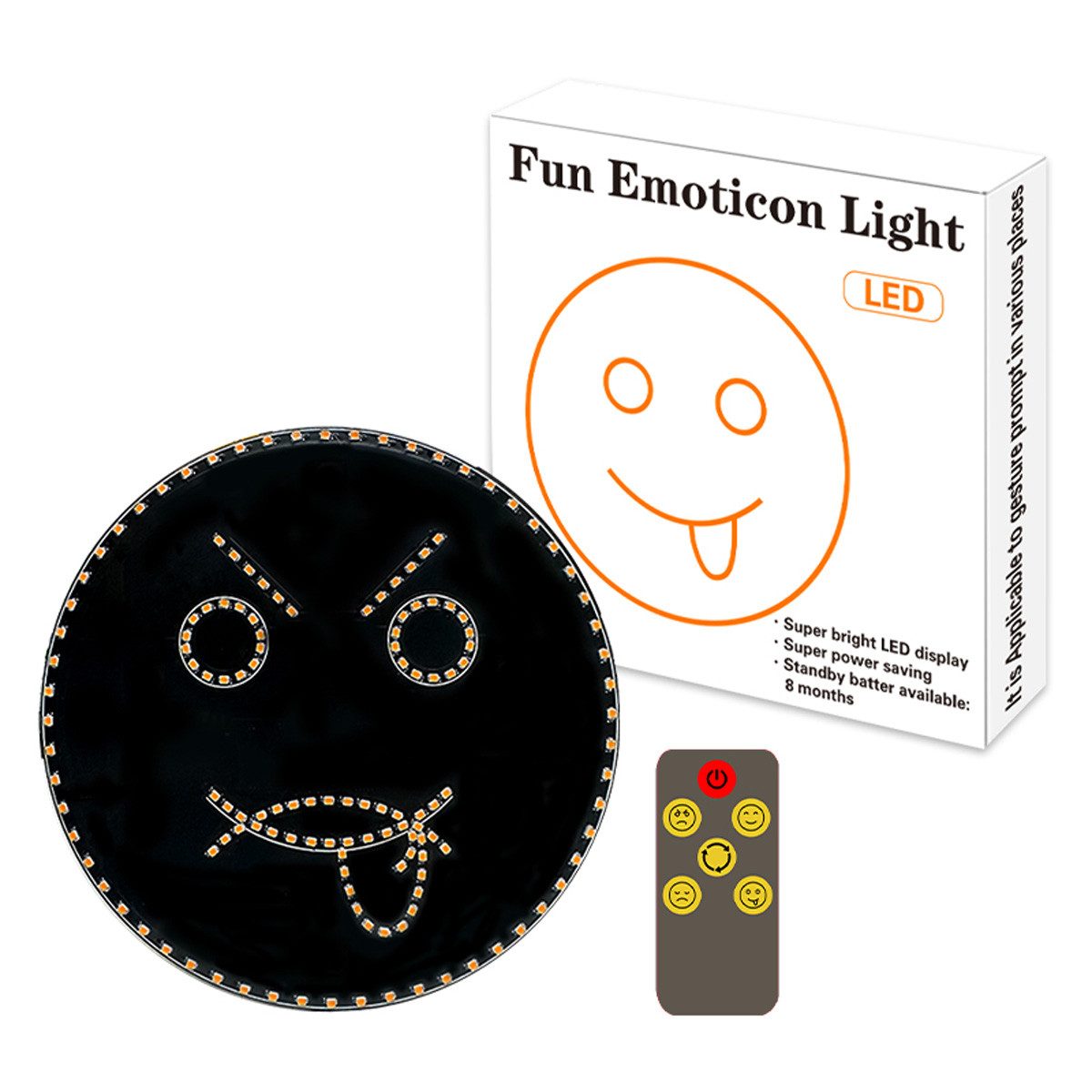 yozhiqu Aufkleber Auto-Emoticon-Licht, Auto-Heckscheibe, lustiges Smiley-Licht, (1tlg), Anti-Heckkollisionswarnung Emoticon-Bildschirm kabellose Fernbedienung