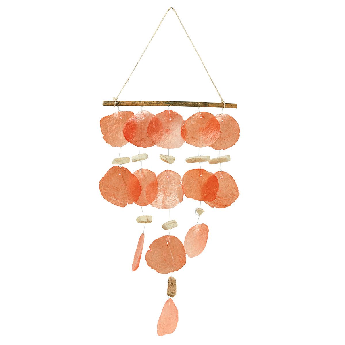 Bastelnaturmaterial Maritime Hängedeko Capiz Muscheln Treibholz Natur Orange 28x66cm