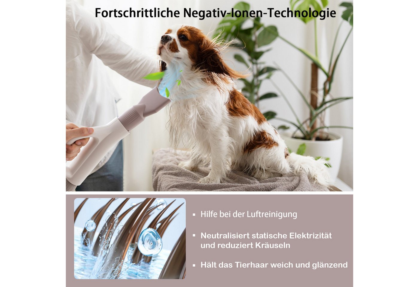 Thumbnail - KOMFOTTEU Hundeschermaschine Hundetrockner, 1700W Haartrockner mit einstellbare Geschwindigkeit