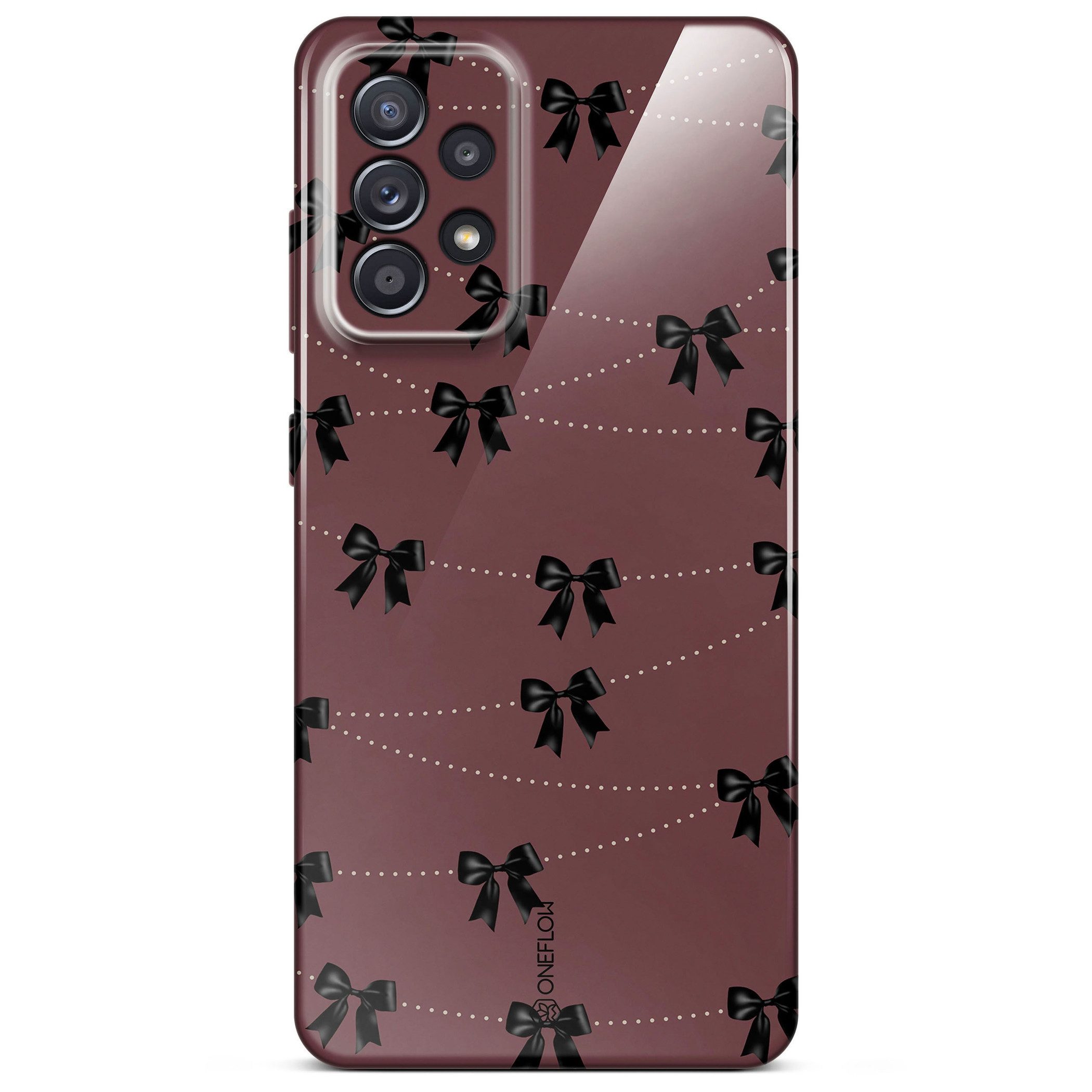 ONEFLOW Handyhülle für Samsung Galaxy A52 Splash Cover Weinrot Schleifen Rot 6,5 Zoll, Hülle mit Design Muster Designer Case Kameraschutz Handy Schutzhülle