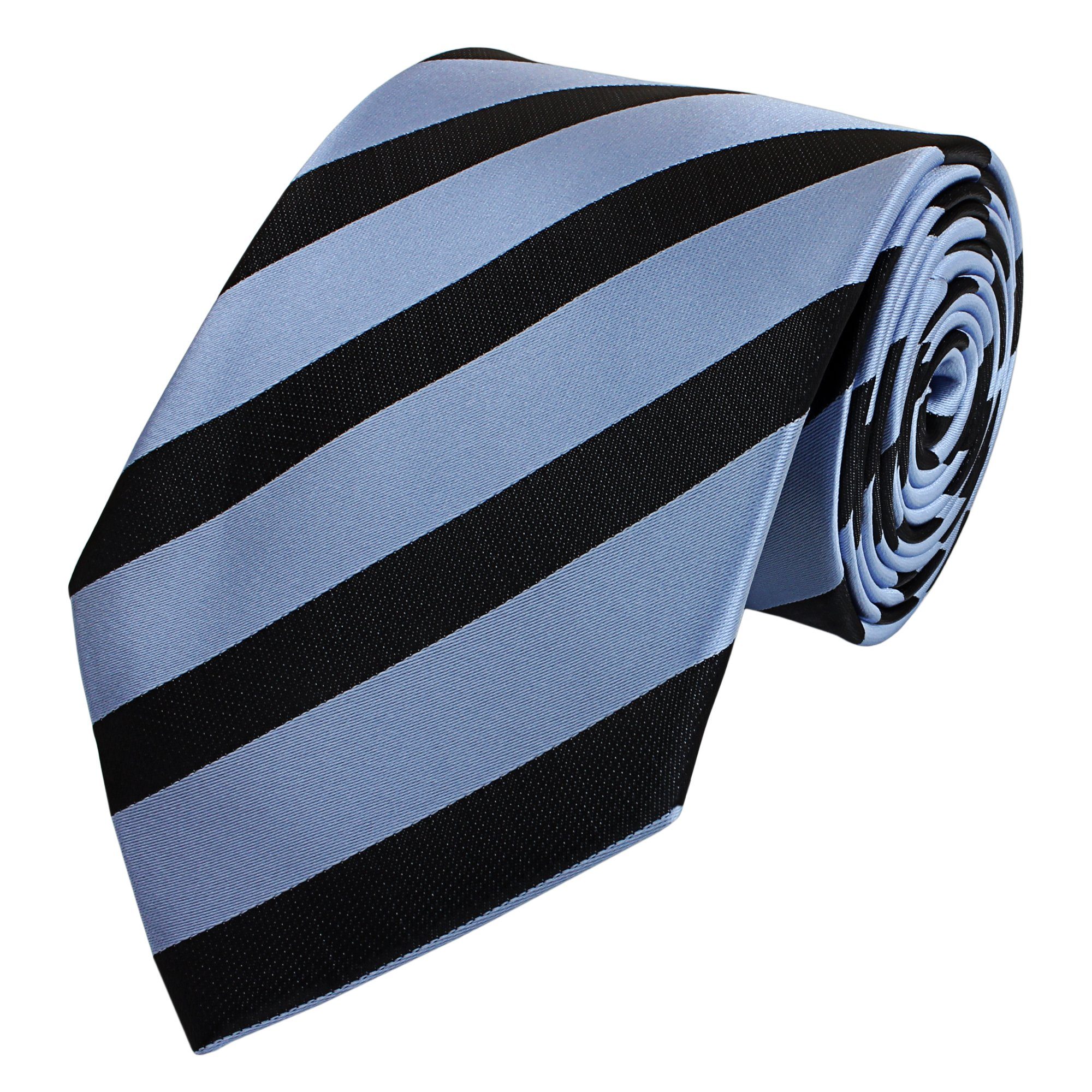 Fabio Farini Krawatte verschiedene in (ohne - Gestreift) Krawatten Streifen Schlips Hellblau/Schwarz Breit Box, klassische (8cm), 8cm Herren