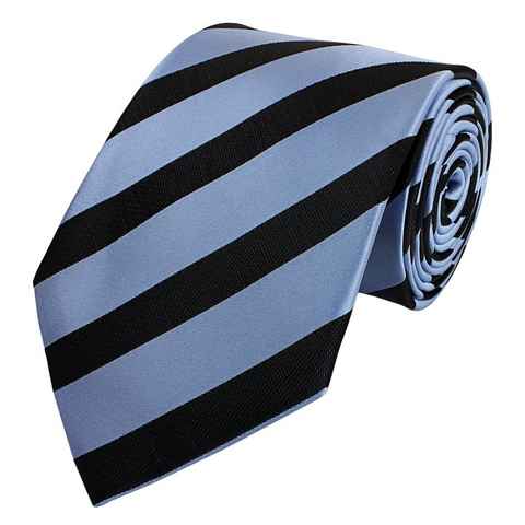Fabio Farini Krawatte verschiedene Herren Krawatten - klassische Streifen Schlips in 8cm (ohne Box, Gestreift) Breit (8cm), Hellblau/Schwarz