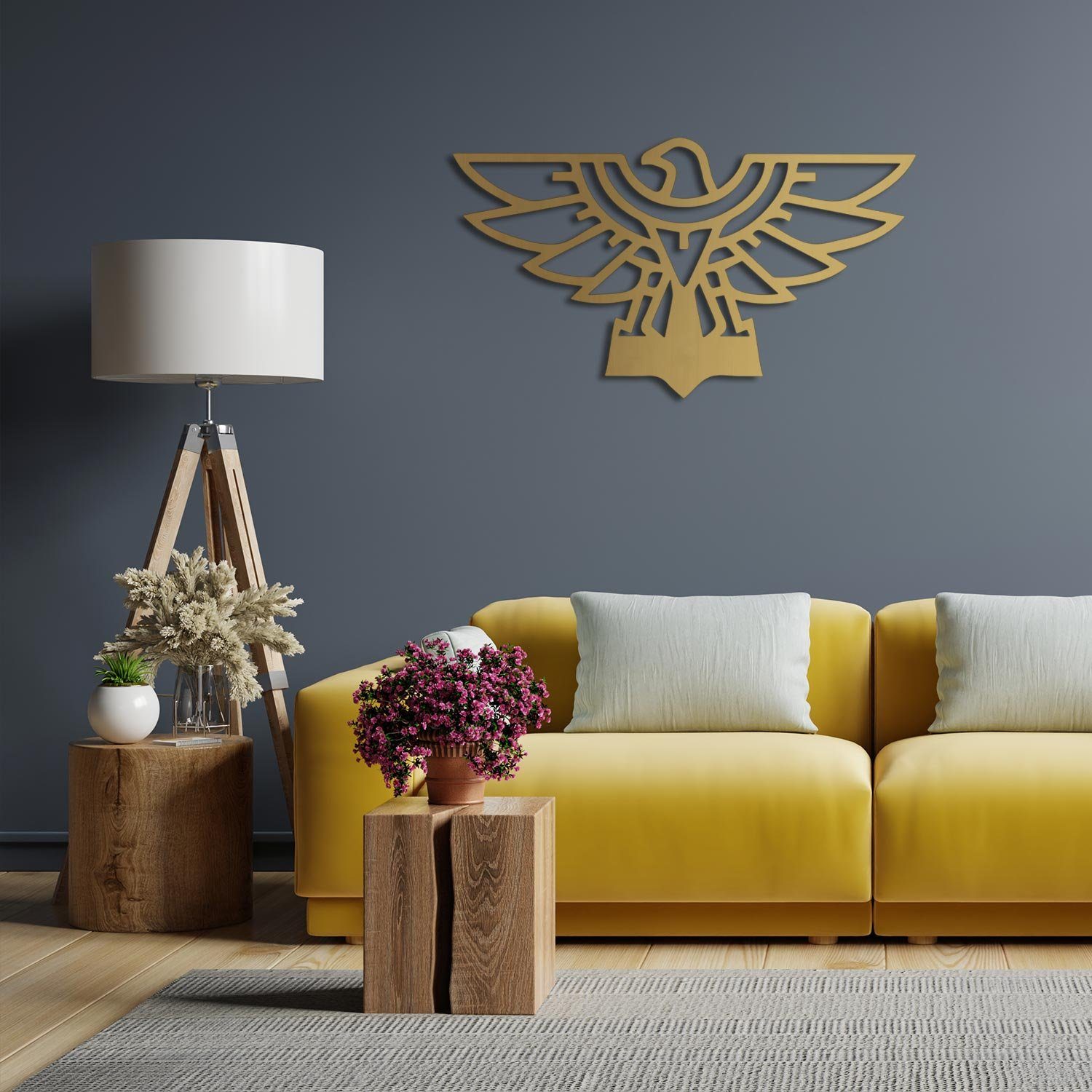 Gold Warmweiß Holz Namofactur Deko, LED Adler Vogel LED integriert, Dekolicht fest Wand