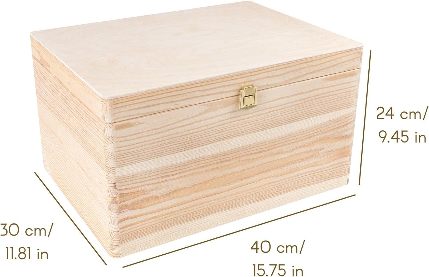 Creative Deco Holzkiste Natur mit Deckel und Schloss, Erinnerungsbox Baby G günstig online kaufen