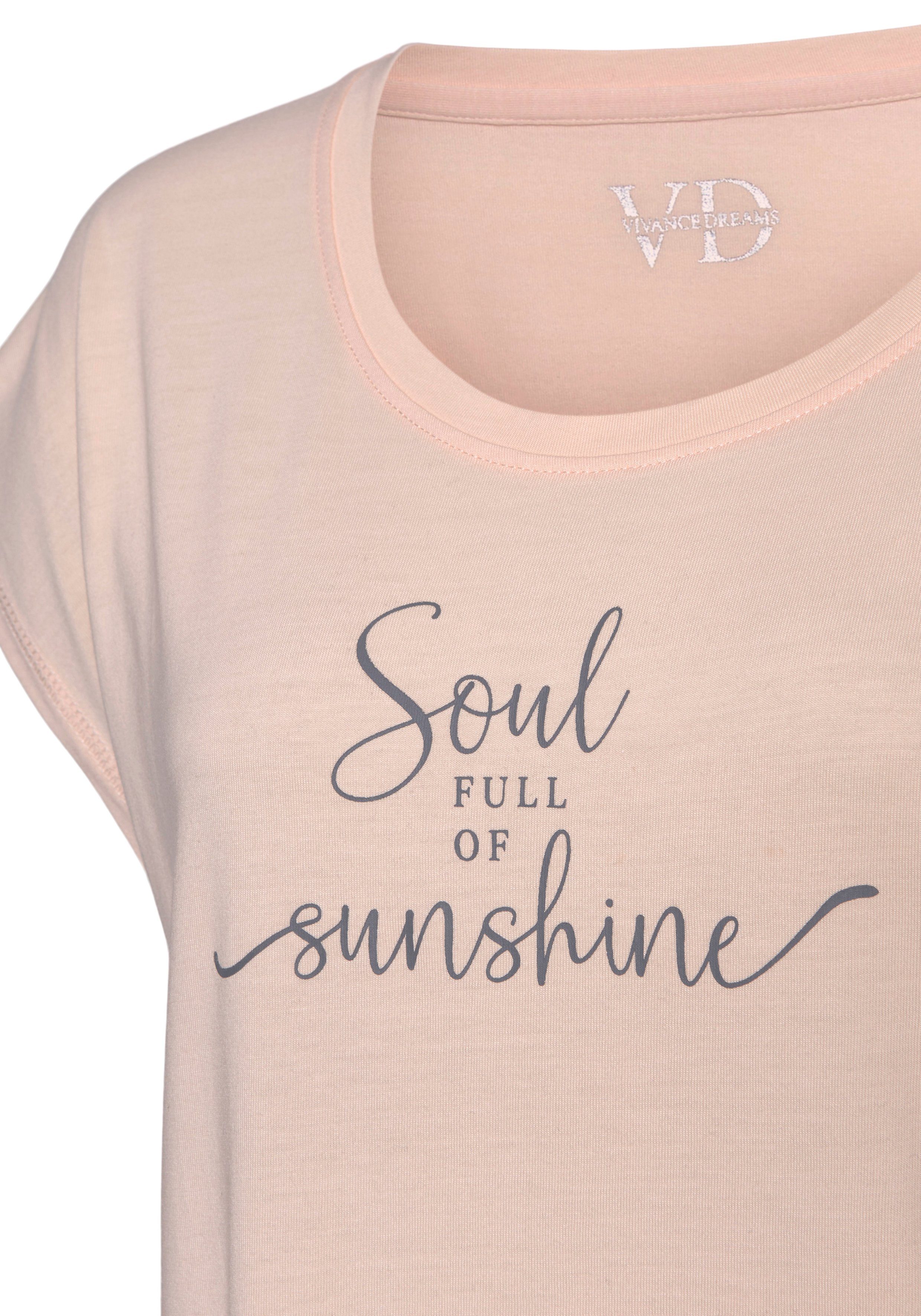 Vivance Dreams T-Shirt mit Sommer-Statementdruck apricot