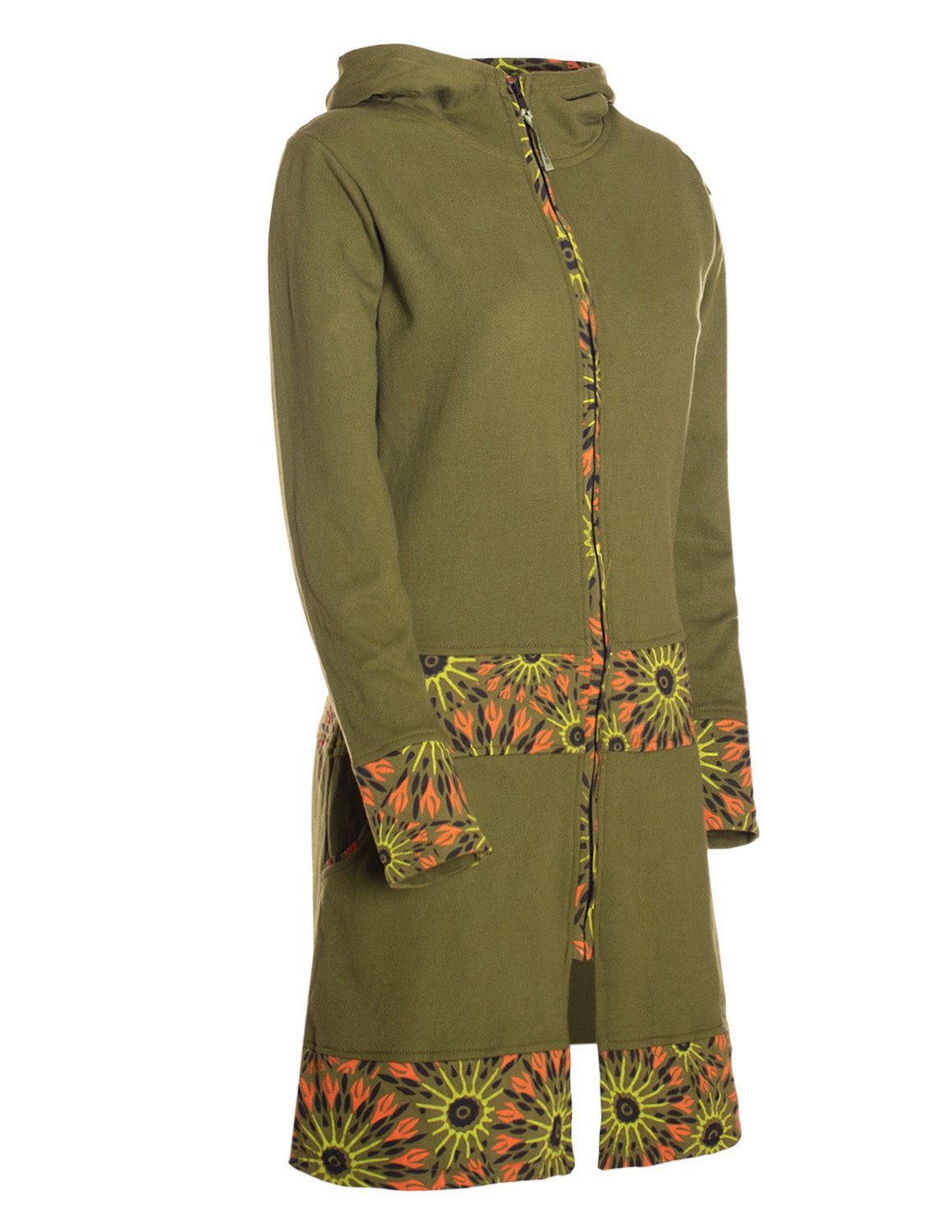 Vishes Kurzmantel Damen Kapuze Bedruckt Übergangsmantel Jersey Baumwolle Alternative Mode, Boho, Hippie, Ethno, Festival
